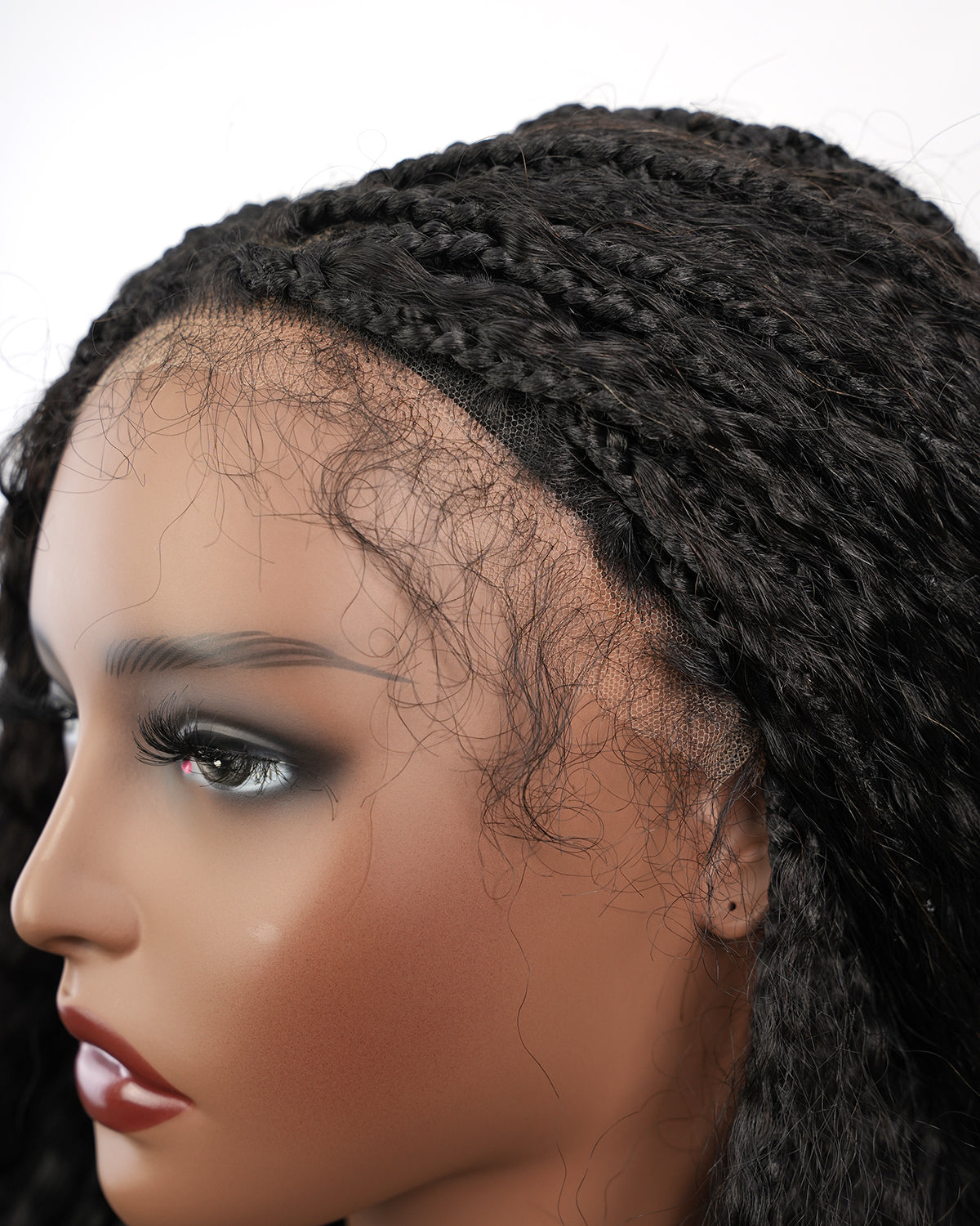 Makeda - 28" Kinky Straight Virgin Human Hair Ultra Full Boho Box Braided Wig