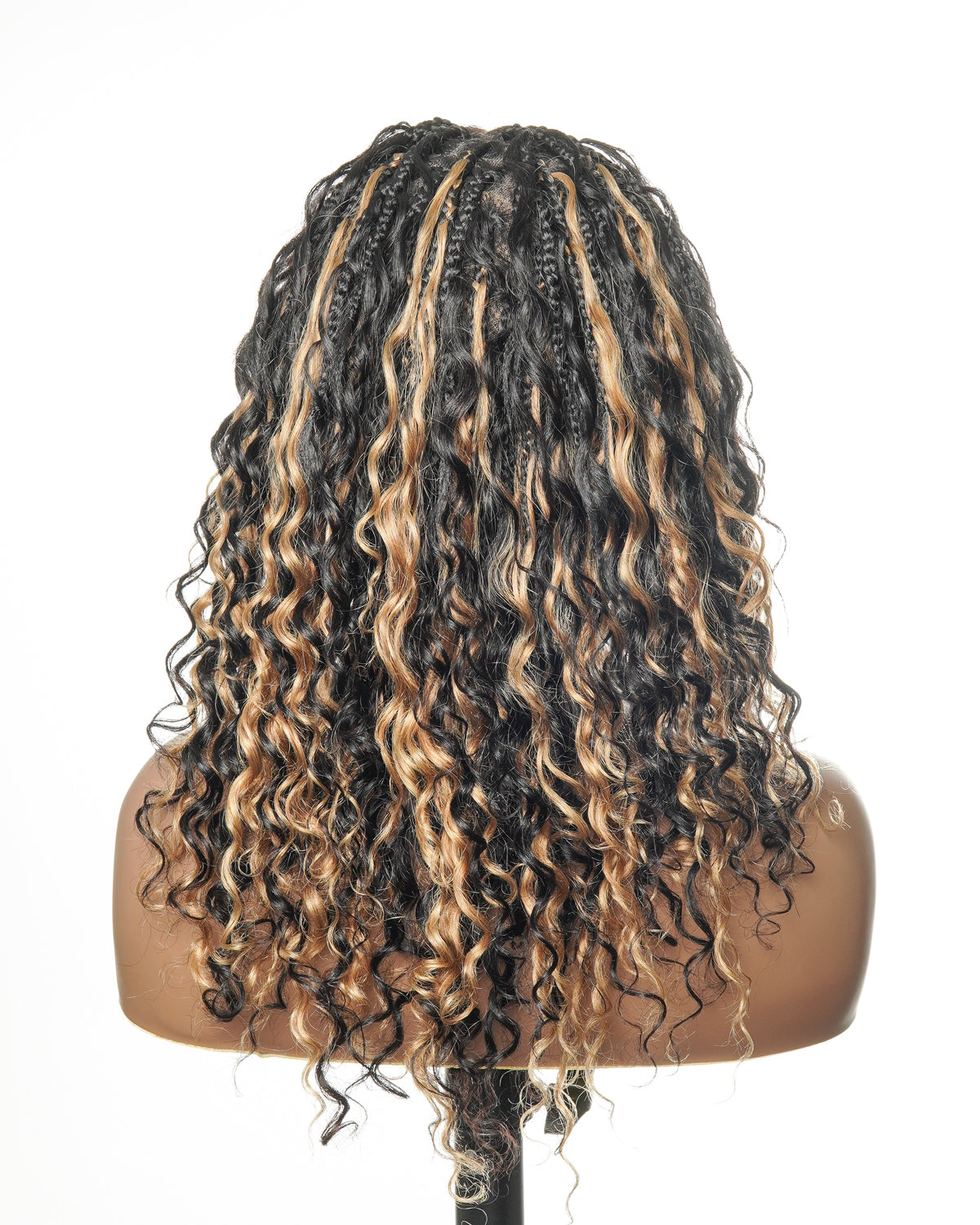 18" Blend 1B 27 Color Human Hair Lace Knotless Boho Box Braided Wig