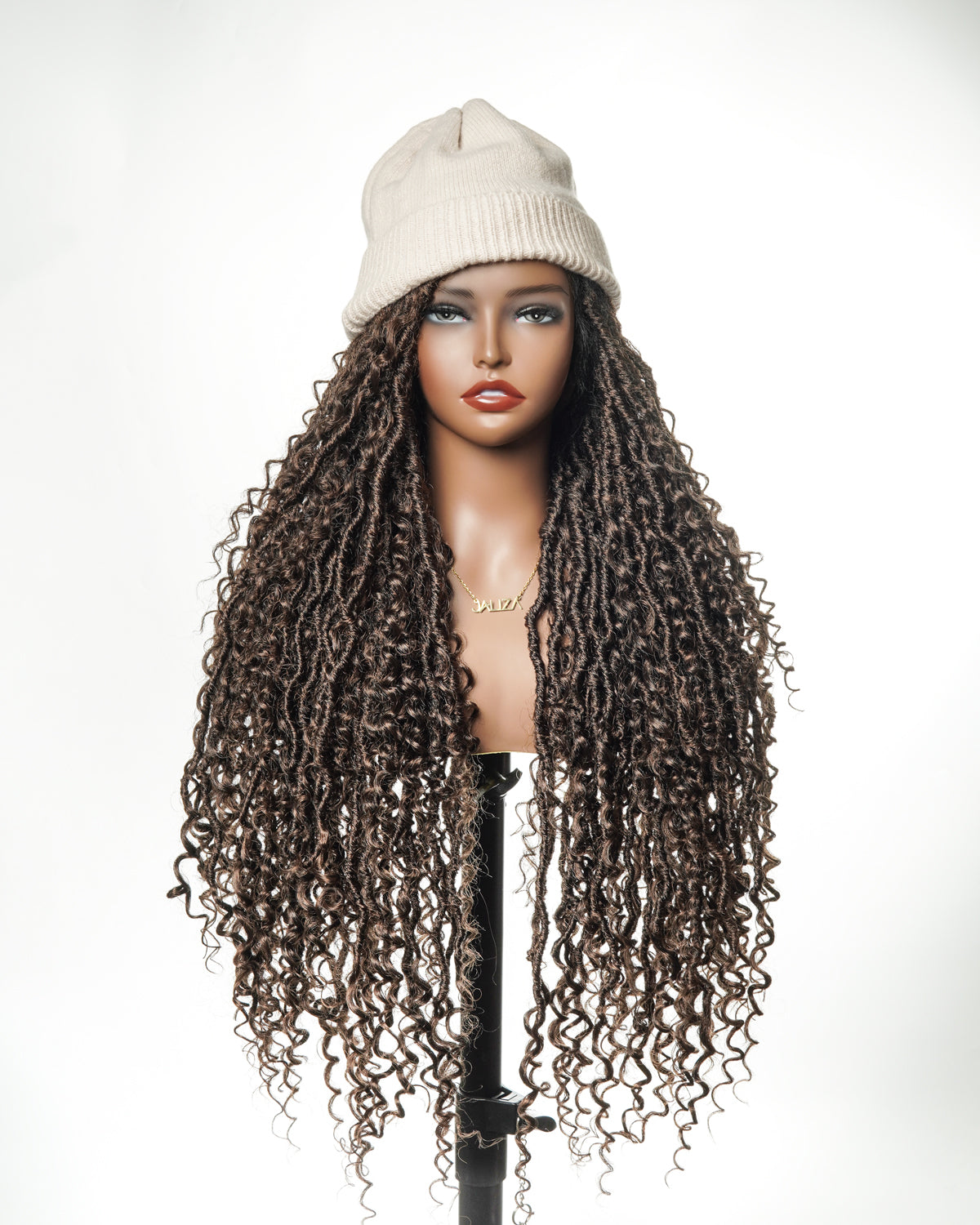 Salon-level Knotless Boho Style Locs Braided Wig Full Lace 86 Strands 30"