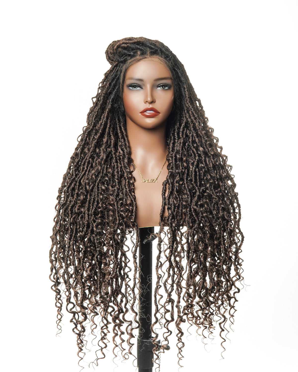Salon-level Knotless Boho Style Locs Braided Wig Full Lace 86 Strands 30"