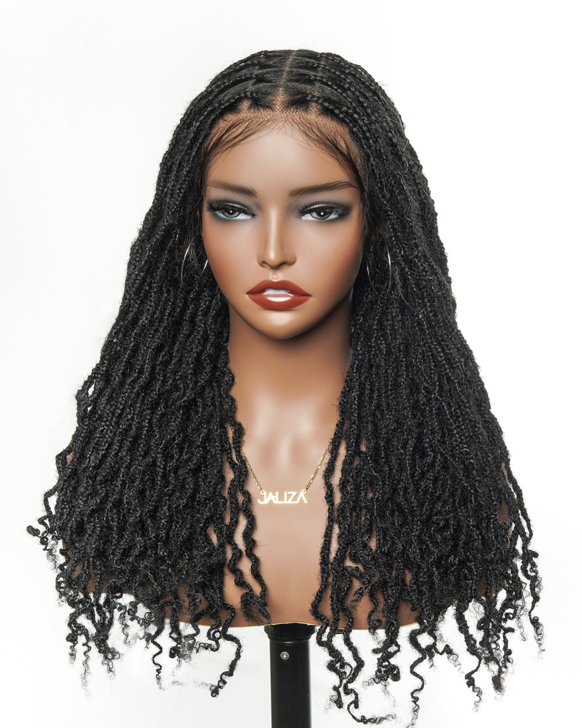 100% Human Hair Pre Bleached HD Full Lace Salon-level Knotless Afro Braids Wig