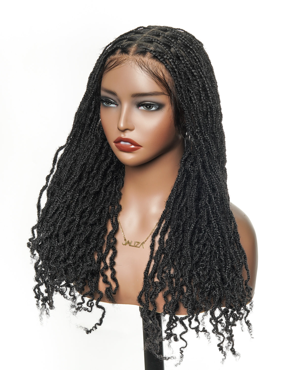 100% Human Hair Pre Bleached HD Full Lace Salon-level Knotless Afro Braids Wig
