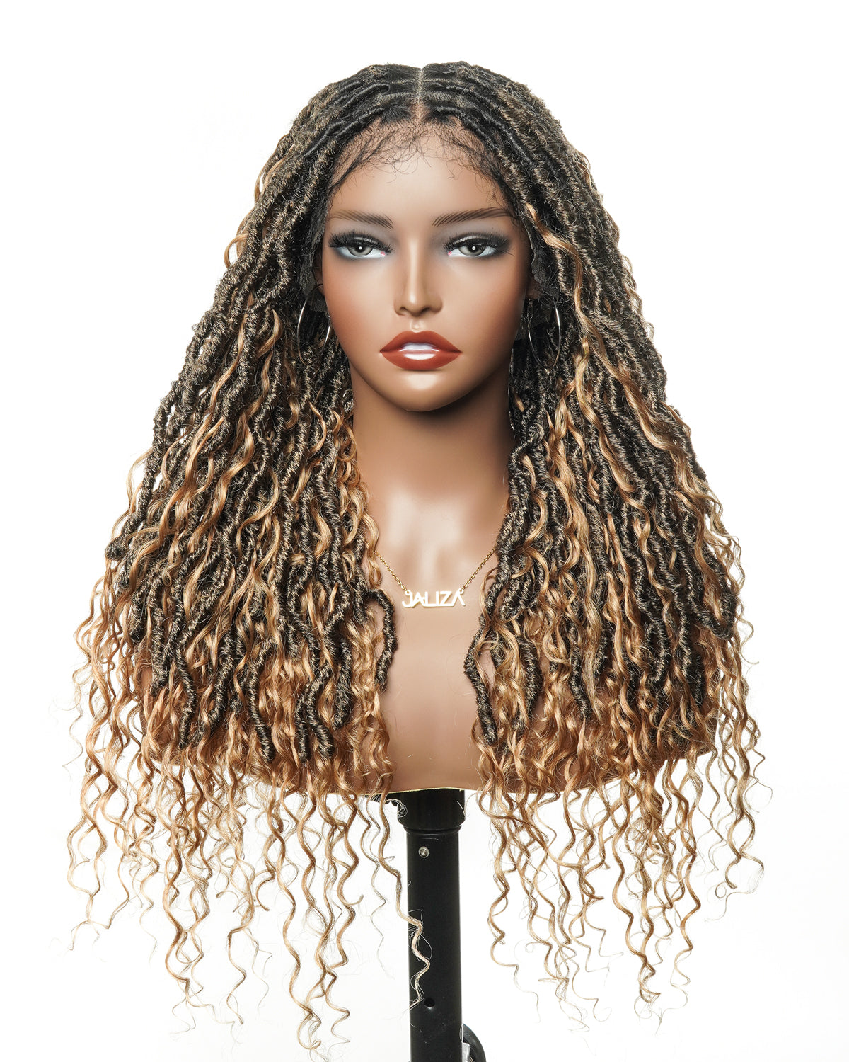Salon-level Knotless Boho Locs Swiss HD Full Lace Human Hair Boho Curls Locs Wig