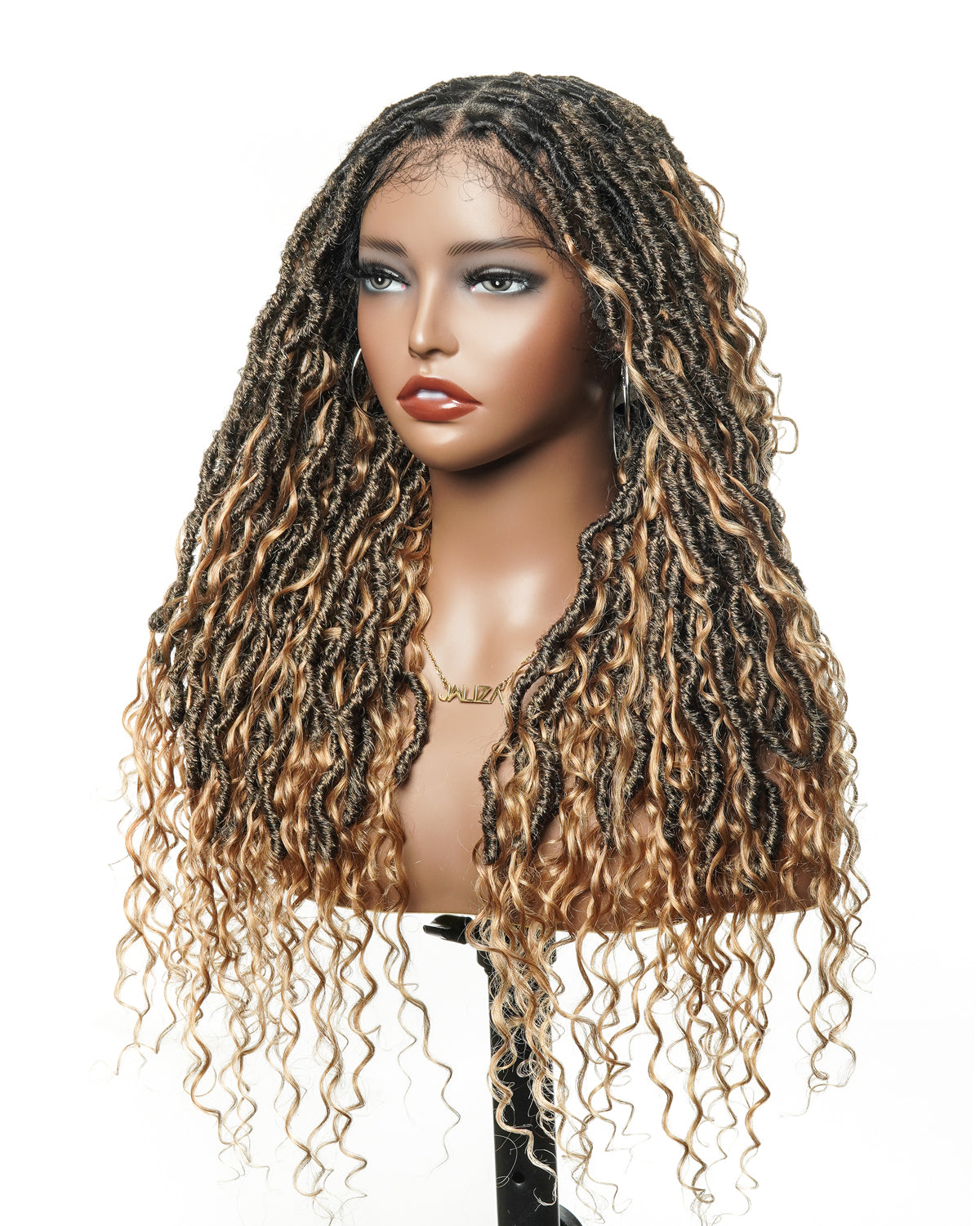 Salon-level Knotless Boho Locs Swiss HD Full Lace Human Hair Boho Curls Locs Wig