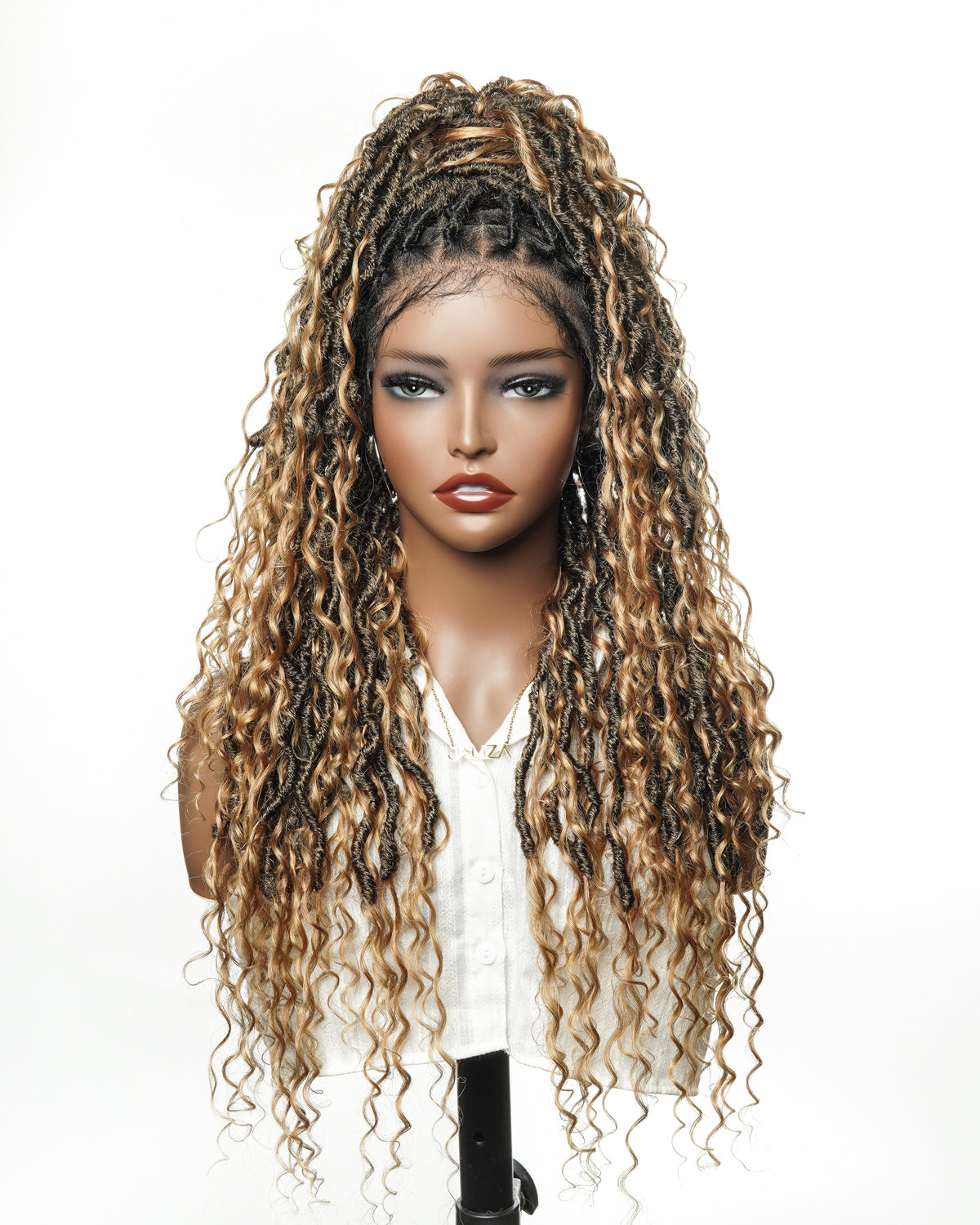 Salon-level Knotless Boho Locs Swiss HD Full Lace Human Hair Boho Curls Locs Wig