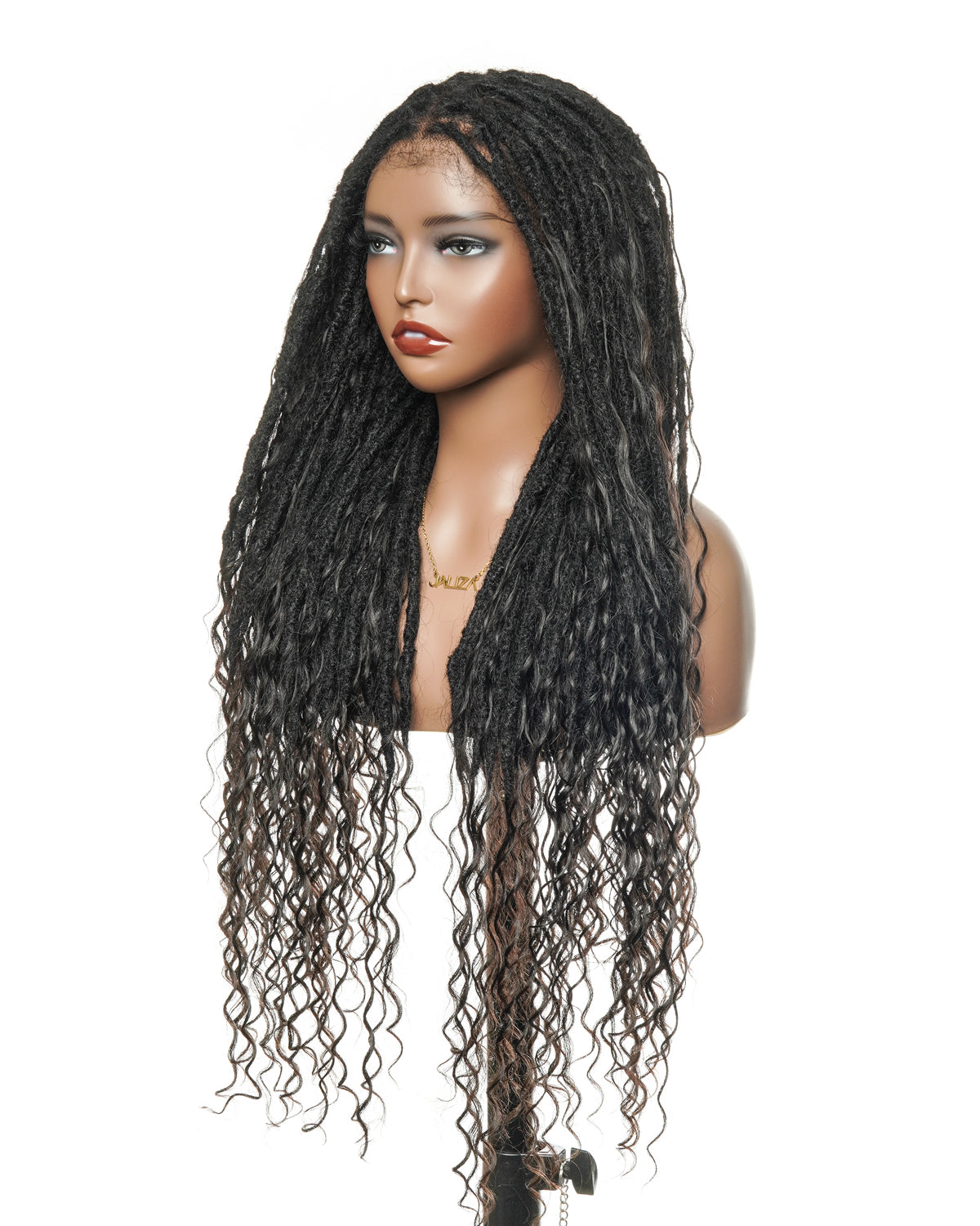 30 Inches 100% Human Hair Salon-level Pre Bleached HD Full Lace Knotless Boho Locs Wig 100 Strands