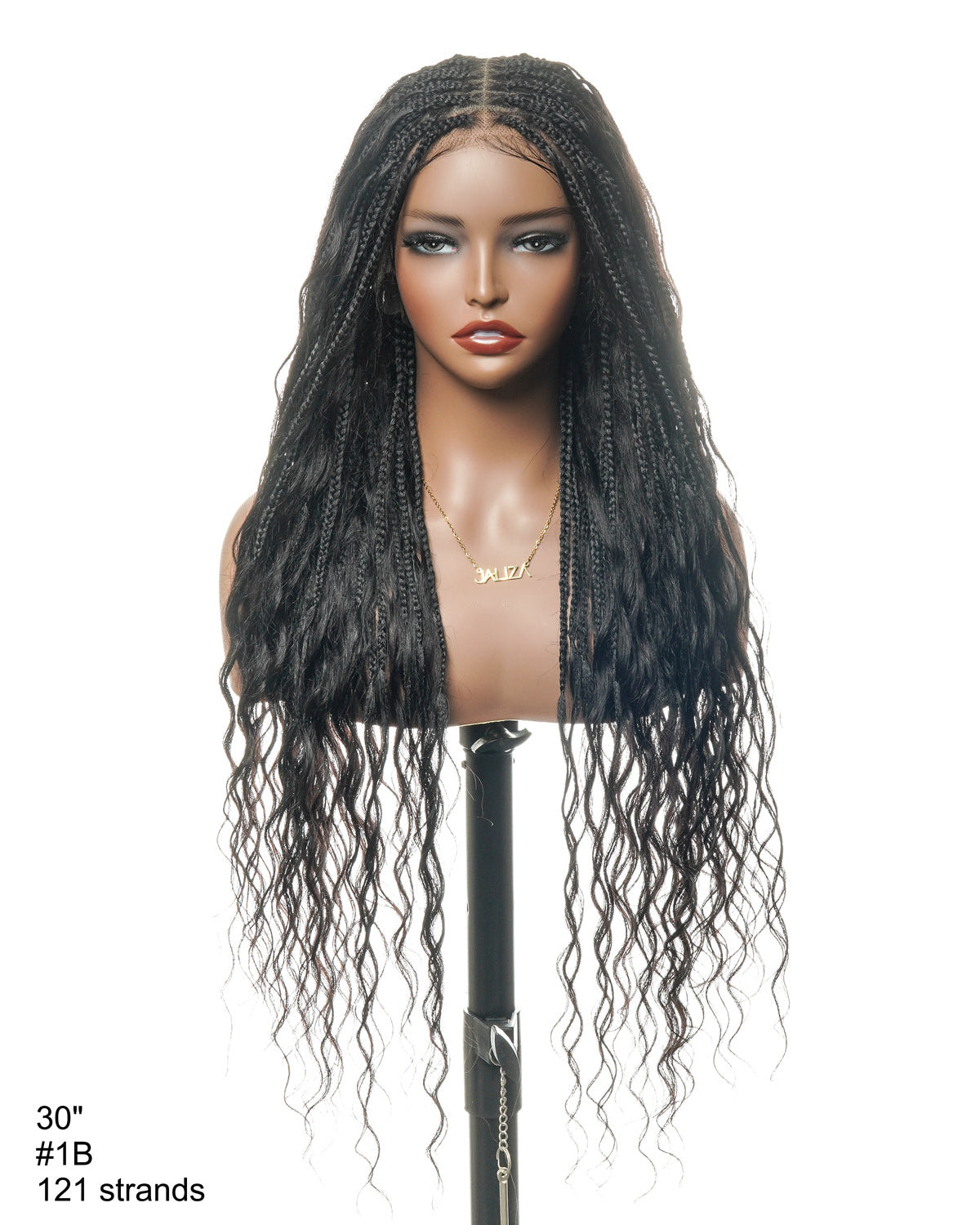 Human Hair Loose Body 42" Full Lace Knotless Boho Box Braided Wig 121 Strands (US Warehouse)