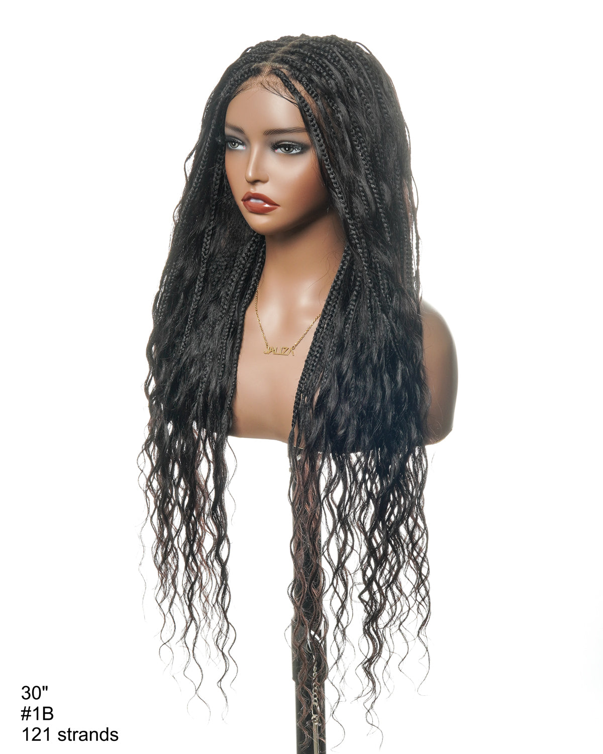 Human Hair Loose Body 42" Full Lace Knotless Boho Box Braided Wig 121 Strands (US Warehouse)