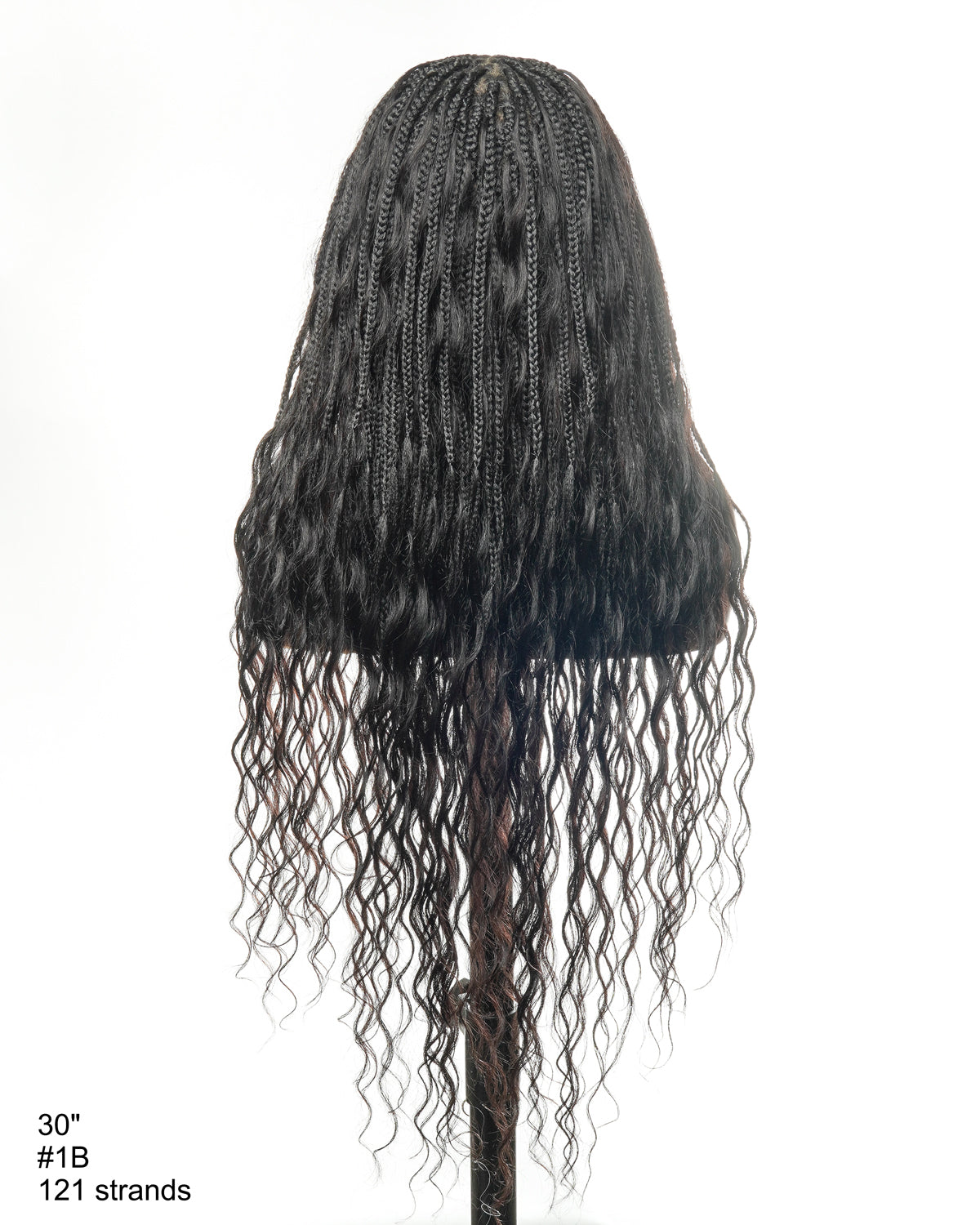 Human Hair Loose Body 42" Full Lace Knotless Boho Box Braided Wig 121 Strands (US Warehouse)