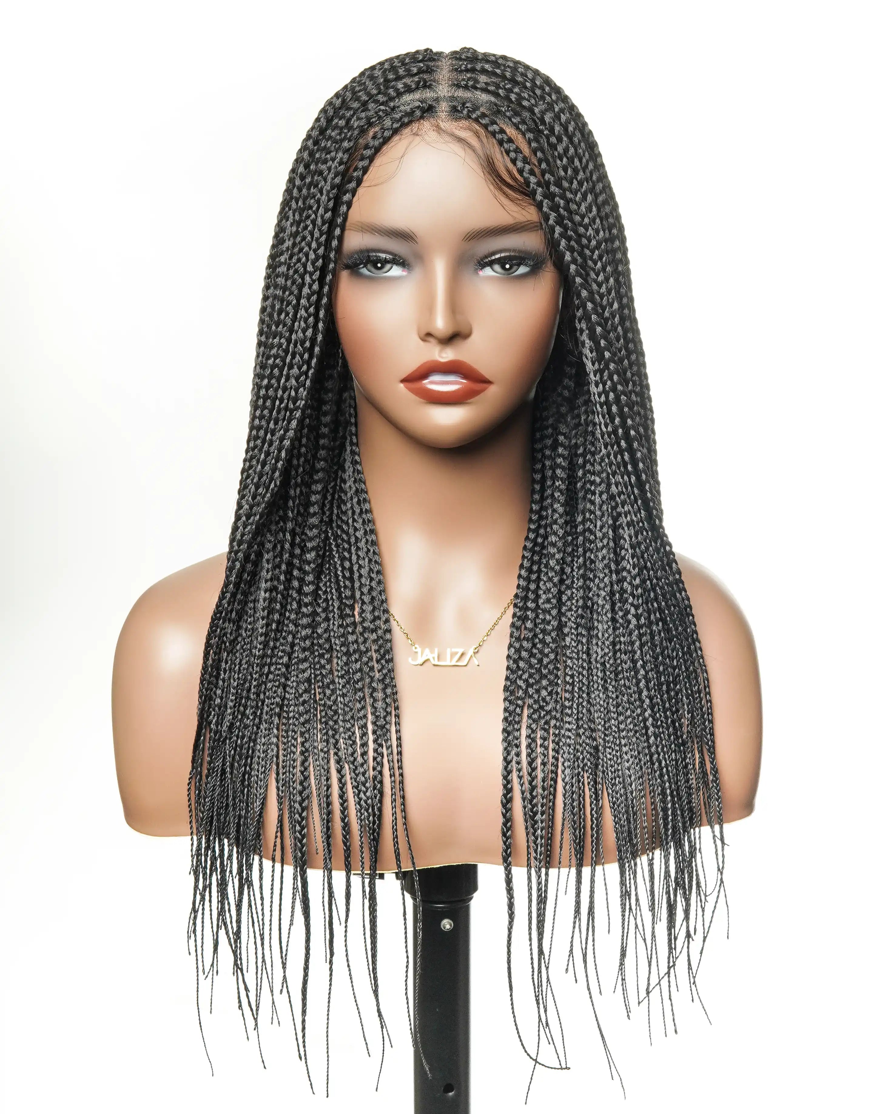 Glueless 24" Pre Cut HD Full Elastic Lace Box Braided Wig With Flat Roots