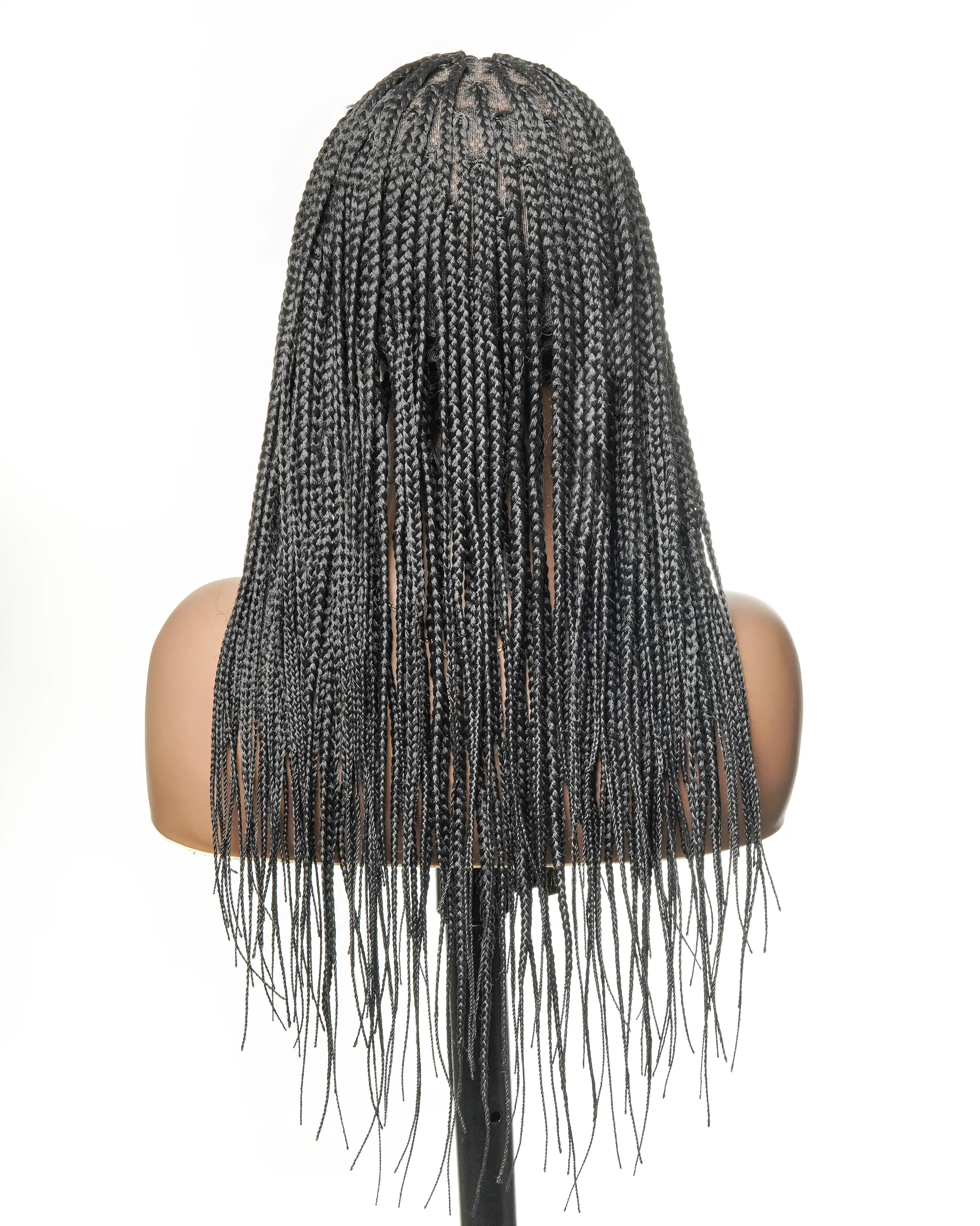 Glueless 24" Pre Cut HD Full Elastic Lace Box Braided Wig With Flat Roots