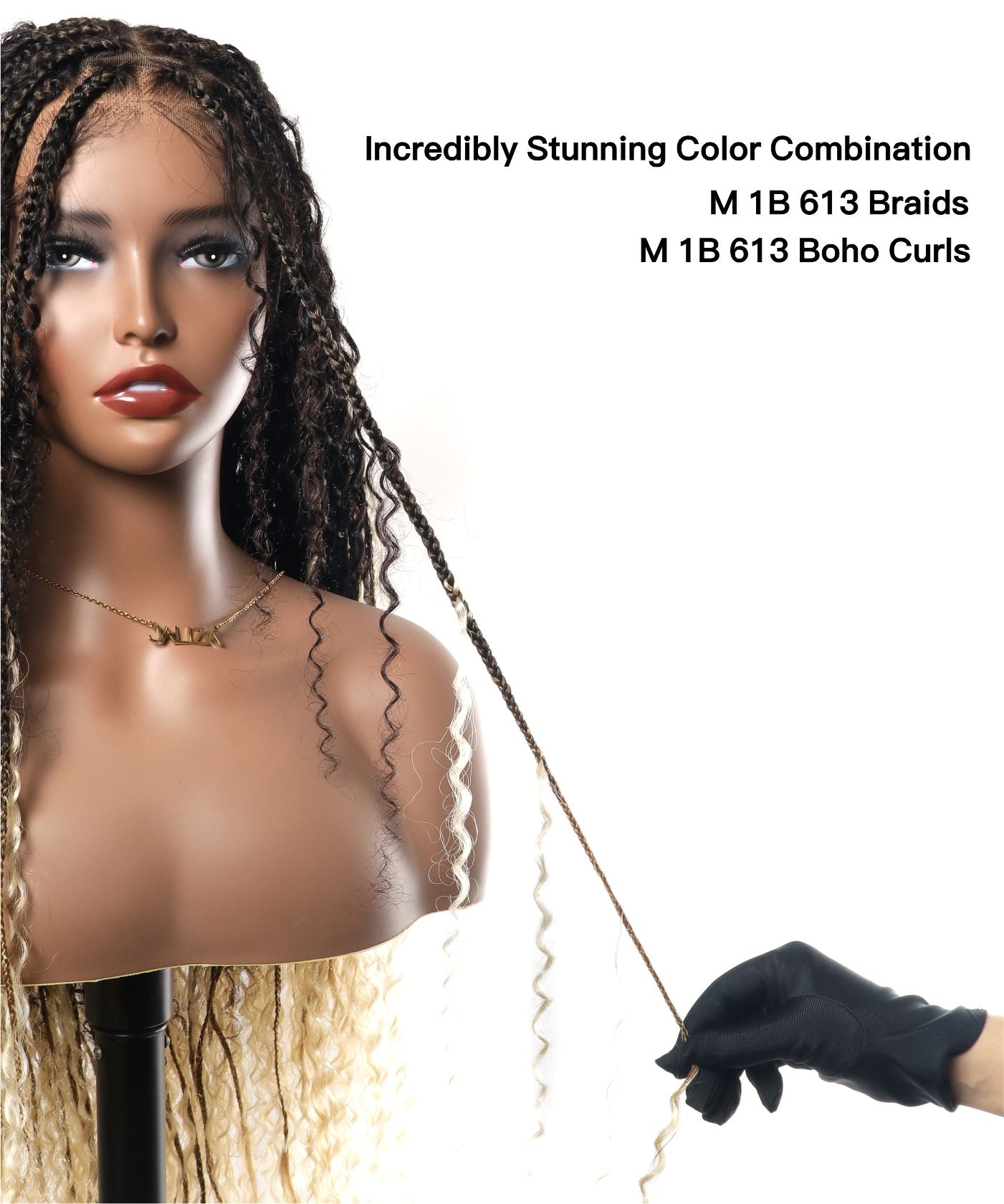 Diane's 36" Pre bleached Human Hair Lace Ombre Boho Box Braided Wig (Extra Full)