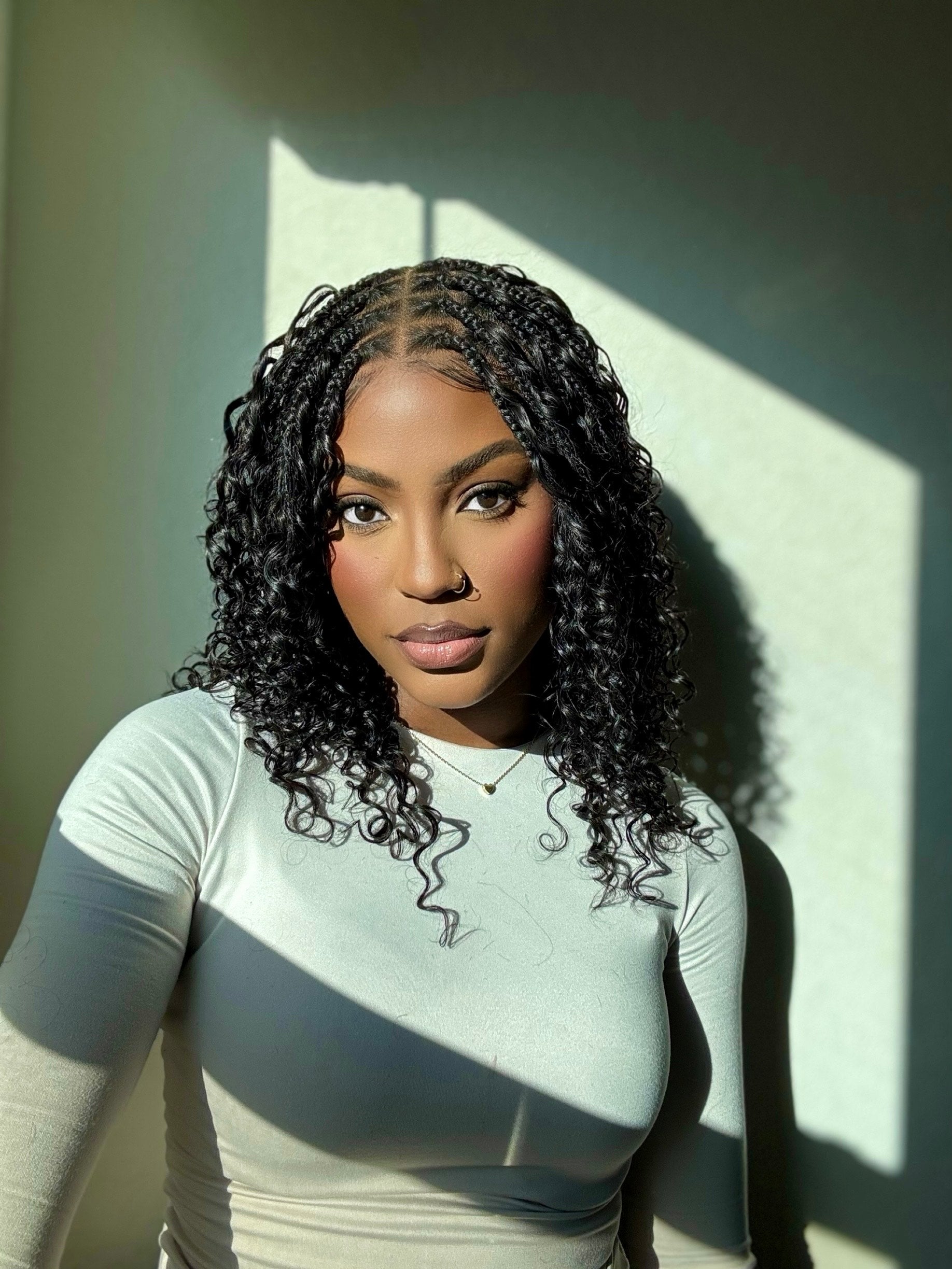 Kiki - 16" HD Full Lace Human Hair Curls HD Full Lace Knotless Boho Box Braided Wig