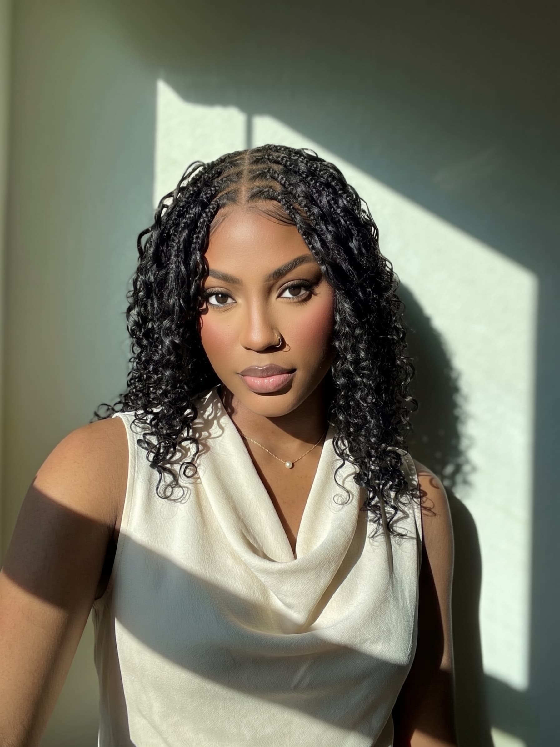 Kiki - 16" Pre Bleached Swiss HD Lace Human Hair Curls Full Lace Knotless Boho Box Braided Wig