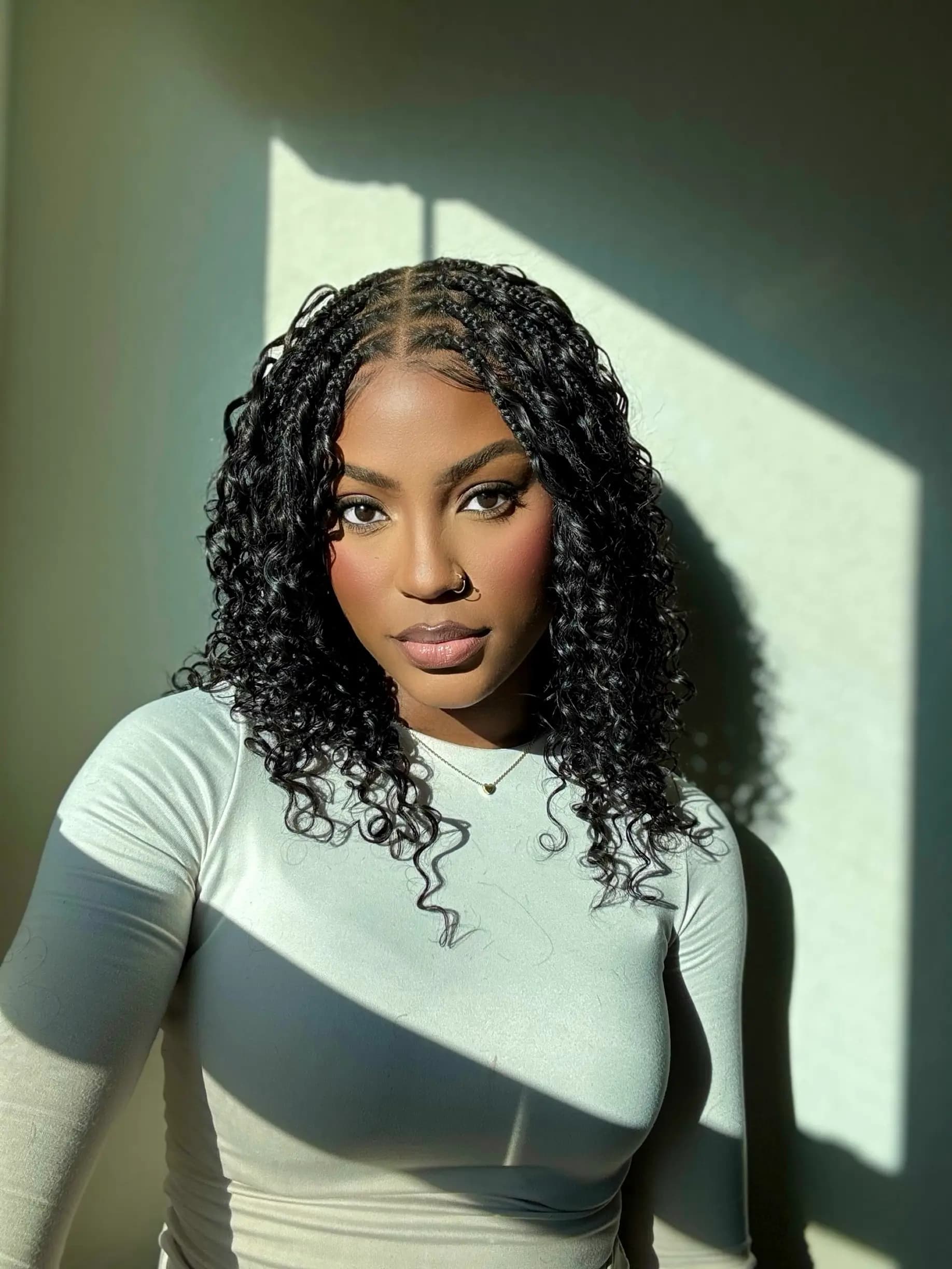 Kiki - 16" Pre Bleached Swiss HD Lace Human Hair Curls Full Lace Knotless Boho Box Braided Wig