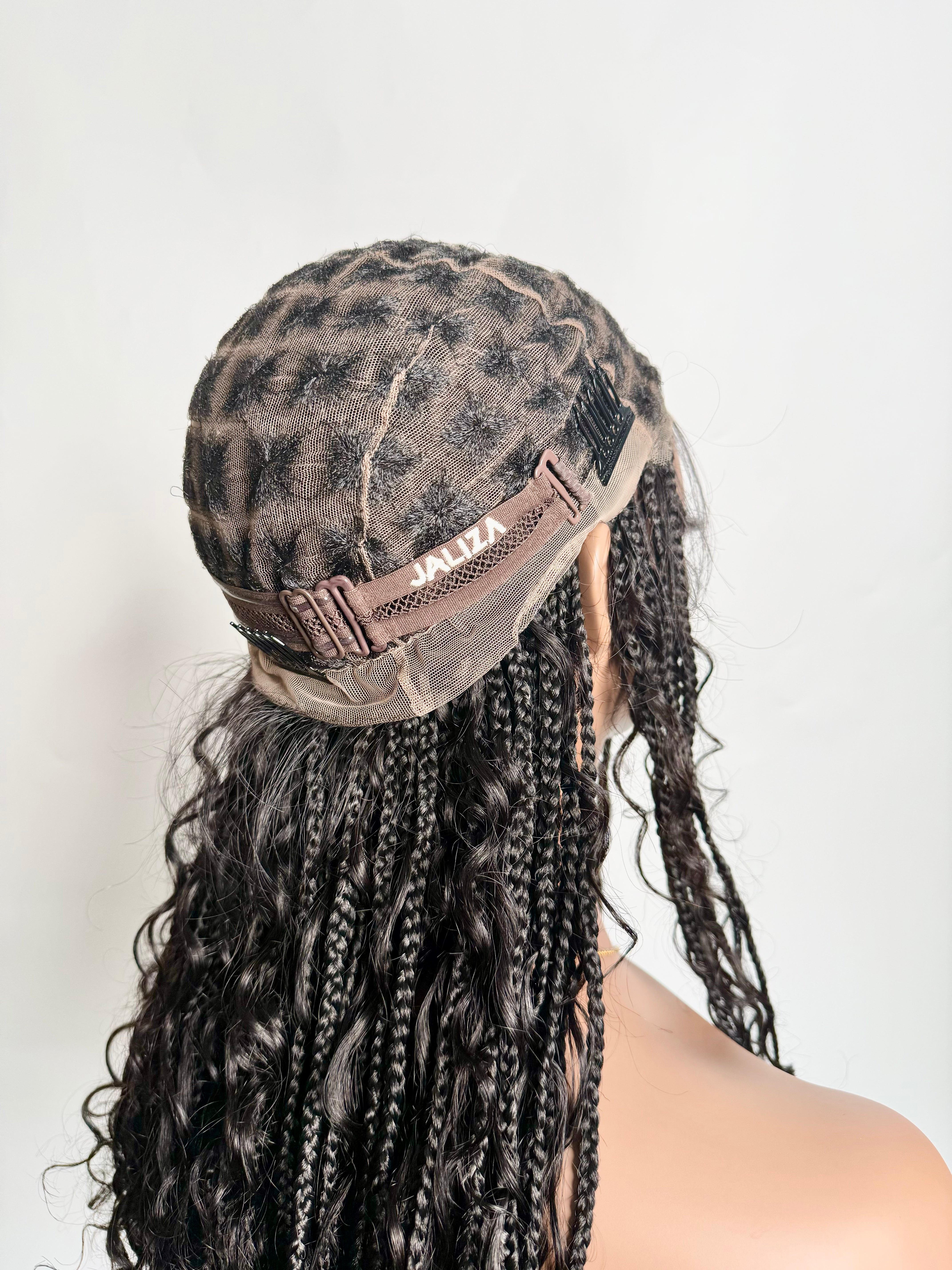 Coco - Glueless 16"-24" Pre Cut HD Full Elastic Lace Human Hair Boho Curls Lightweight Ready-To-Go Braided Wig (Lace Not Hand Tied)