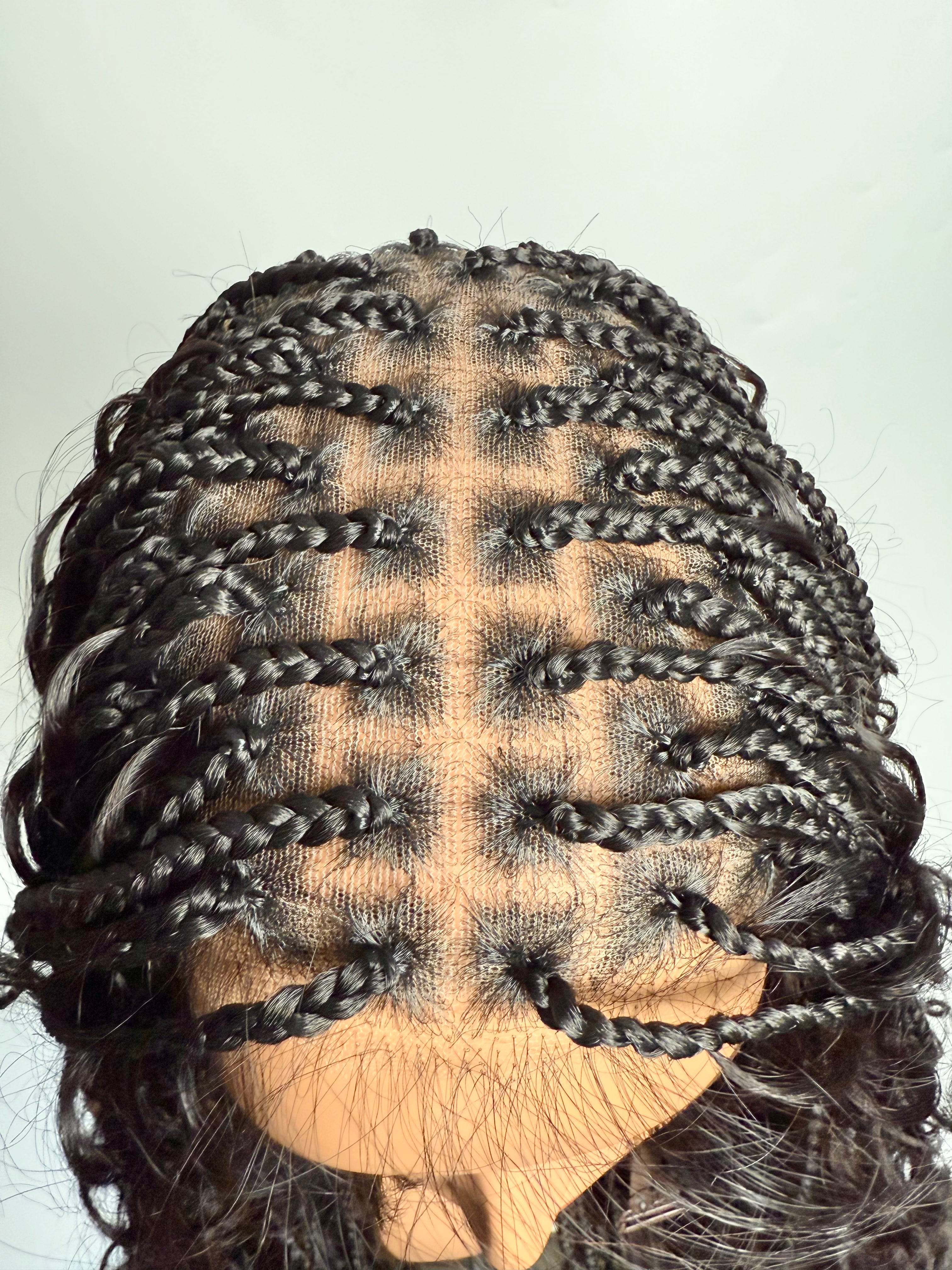 Coco - Glueless 16"-24" Pre Cut HD Full Elastic Lace Human Hair Boho Curls Lightweight Ready-To-Go Braided Wig (Lace Not Hand Tied)