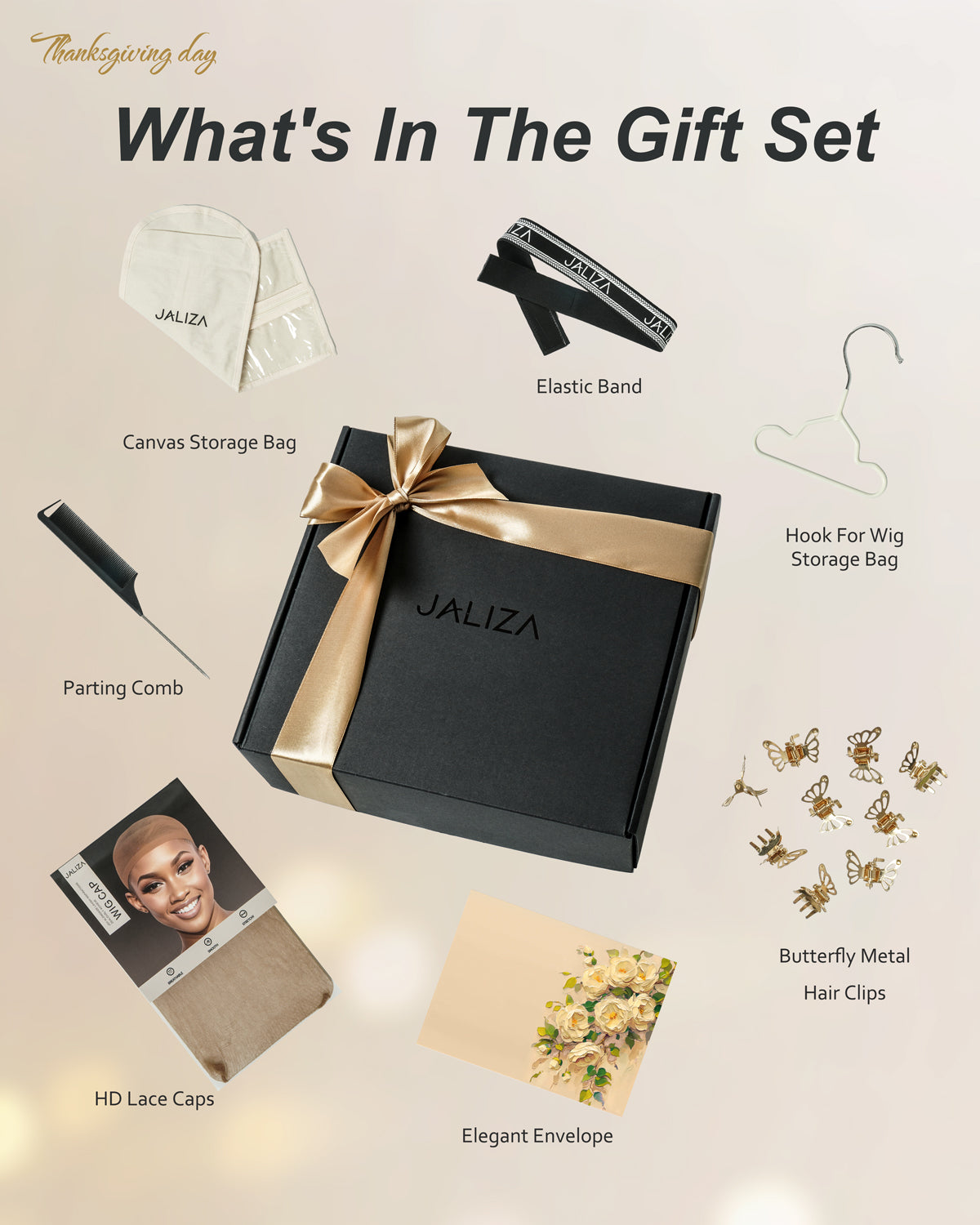 Thanksgiving Gift Box: 26" Boho Braids Band Black (Single braid 22 ")