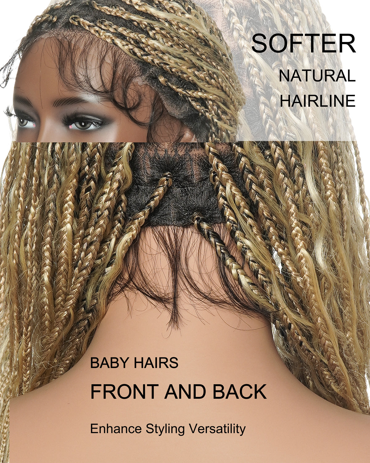 Coco - Glueless 16"-24" Pre Cut HD Full Elastic Lace Human Hair Boho Curls Lightweight Ready-To-Go Braided Wig (Lace Not Hand Tied)