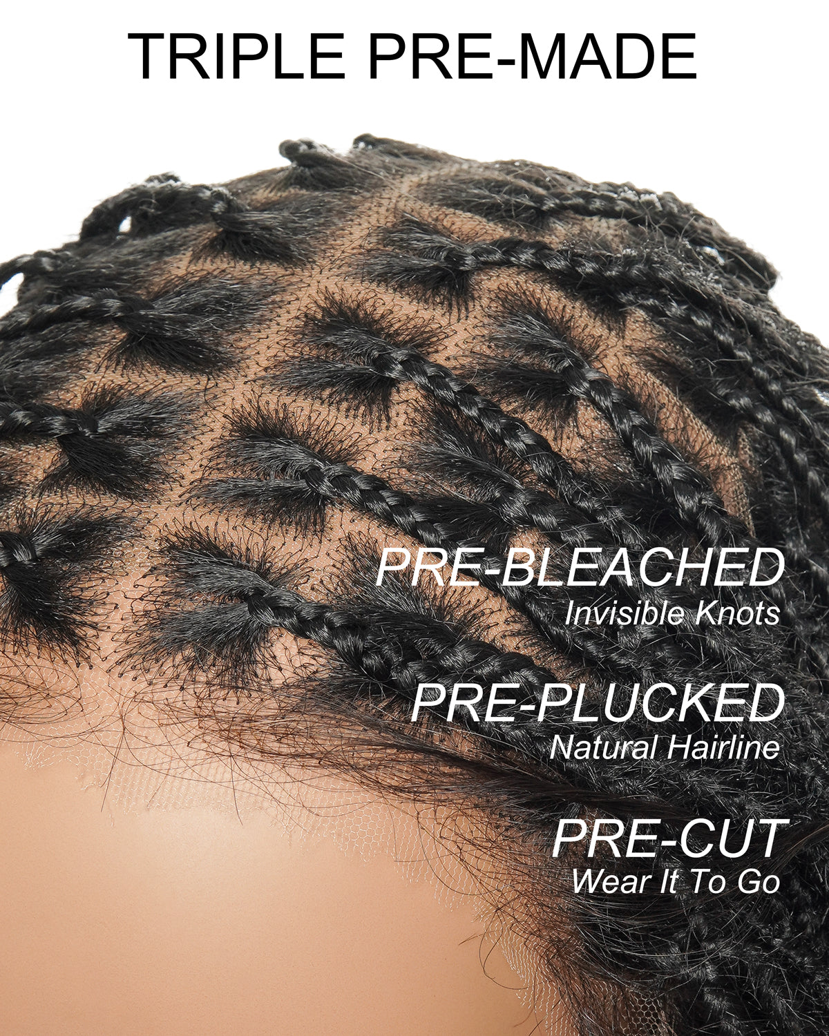 100% Human Hair Pre Bleached HD Full Lace Salon-level Knotless Afro Braids Wig