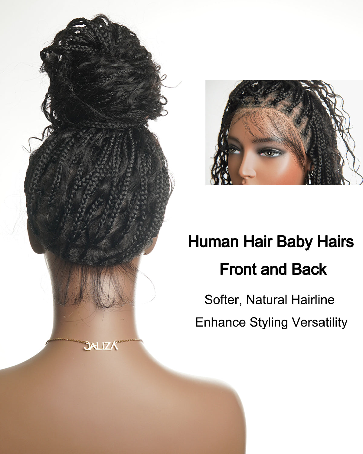 Coco - Glueless 16"-24" Pre Cut HD Full Elastic Lace Human Hair Boho Curls Lightweight Ready-To-Go Braided Wig (Lace Not Hand Tied)
