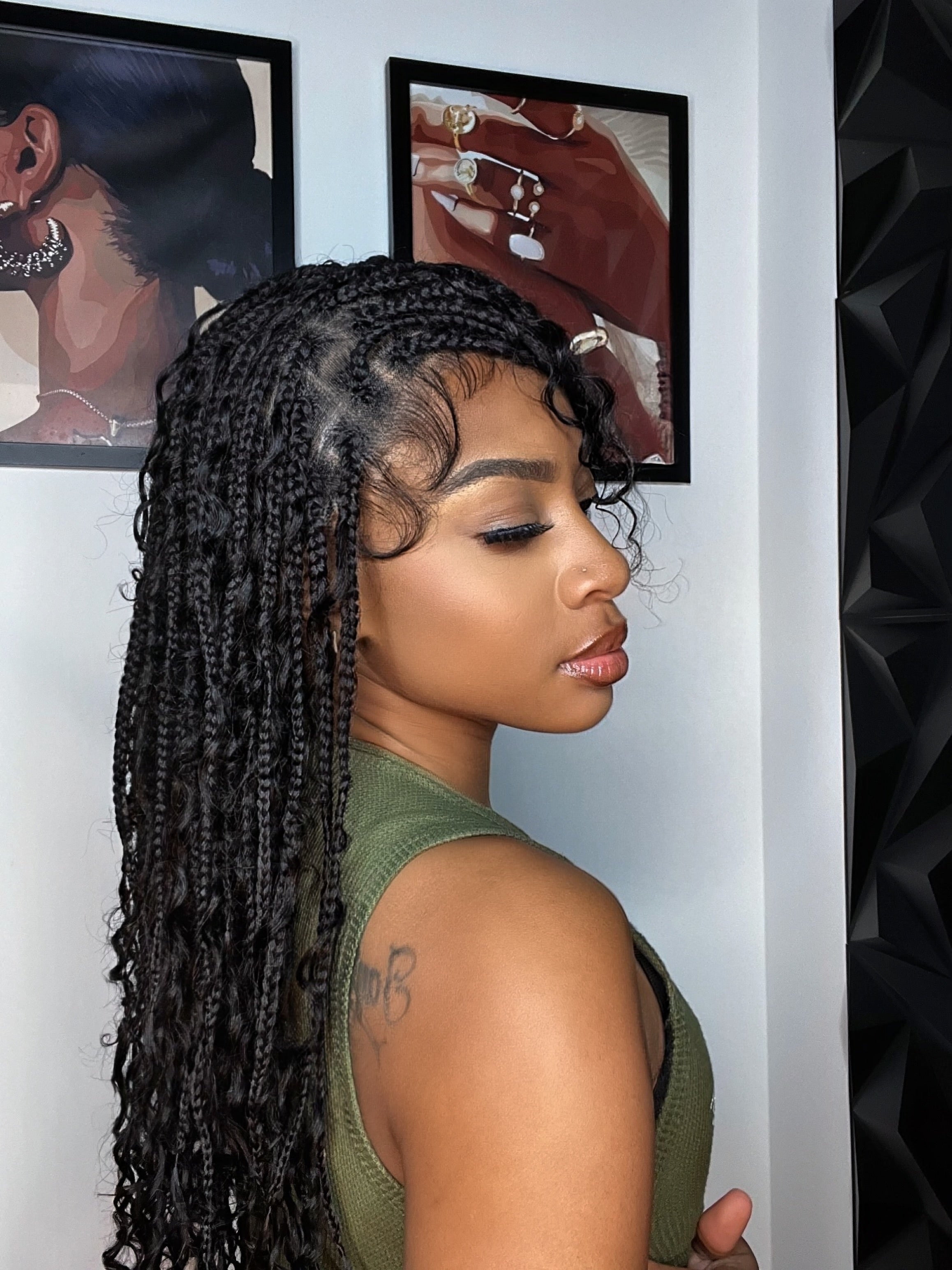 Coco - Glueless 16"-24" Pre Cut HD Full Elastic Lace Human Hair Boho Curls Lightweight Ready-To-Go Braided Wig (Lace Not Hand Tied)