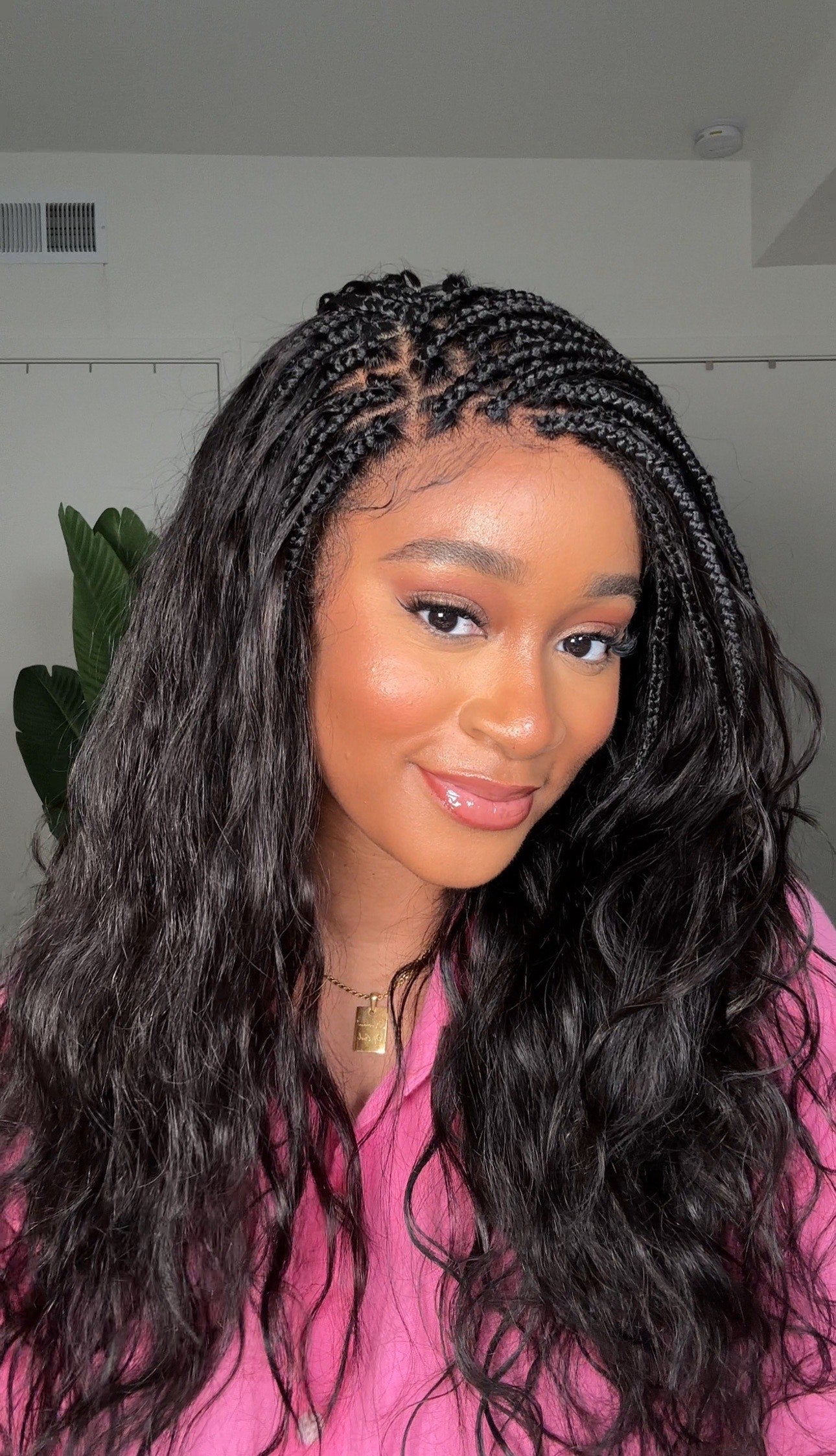 Michelle - Braided Wig Bora Bora Human Hair Body Wave Pre Bleached HD Full Lace Boho Box Braids