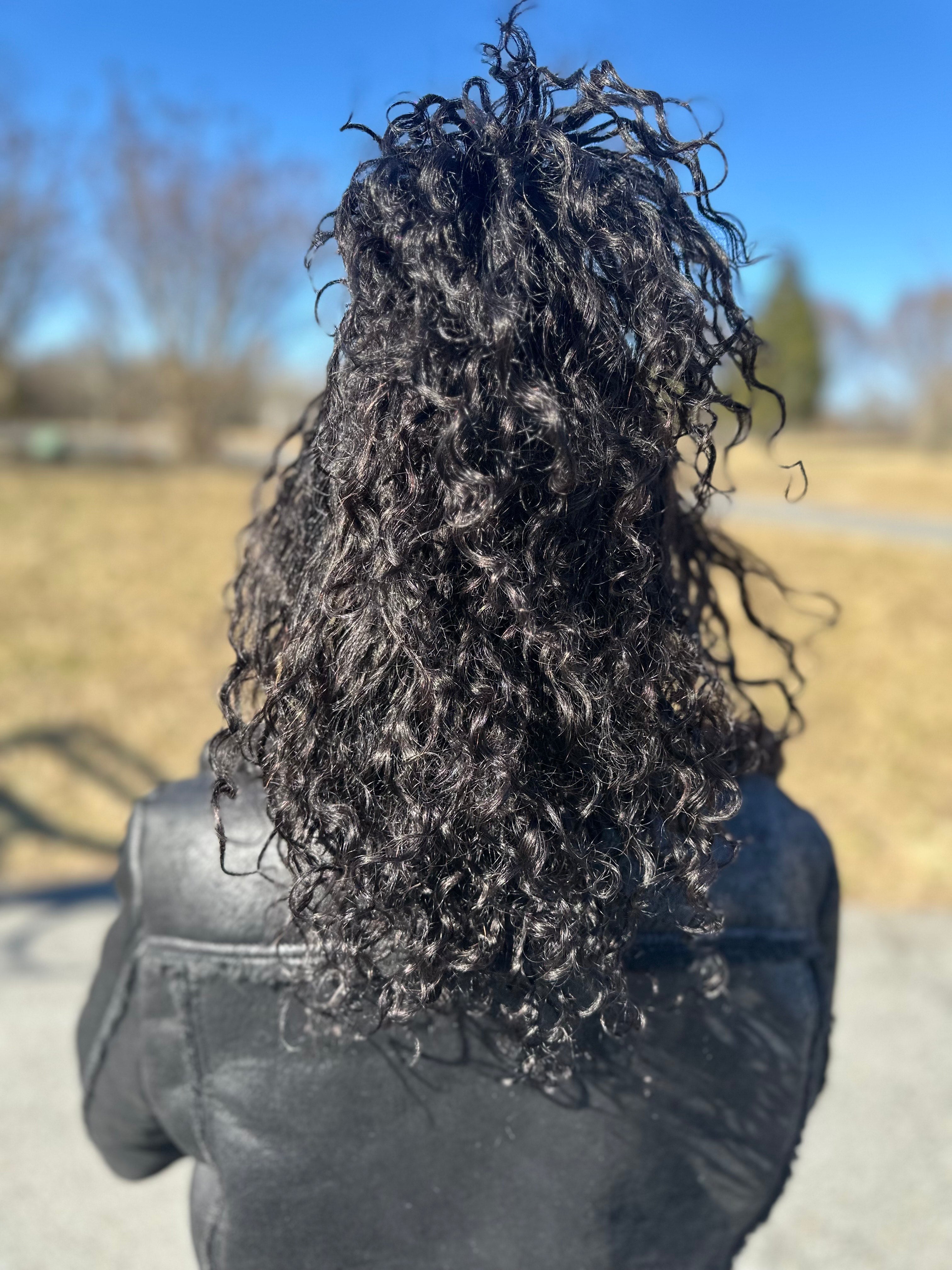 Kiki - 16" Pre Bleached Swiss HD Lace Human Hair Curls Full Lace Knotless Boho Box Braided Wig