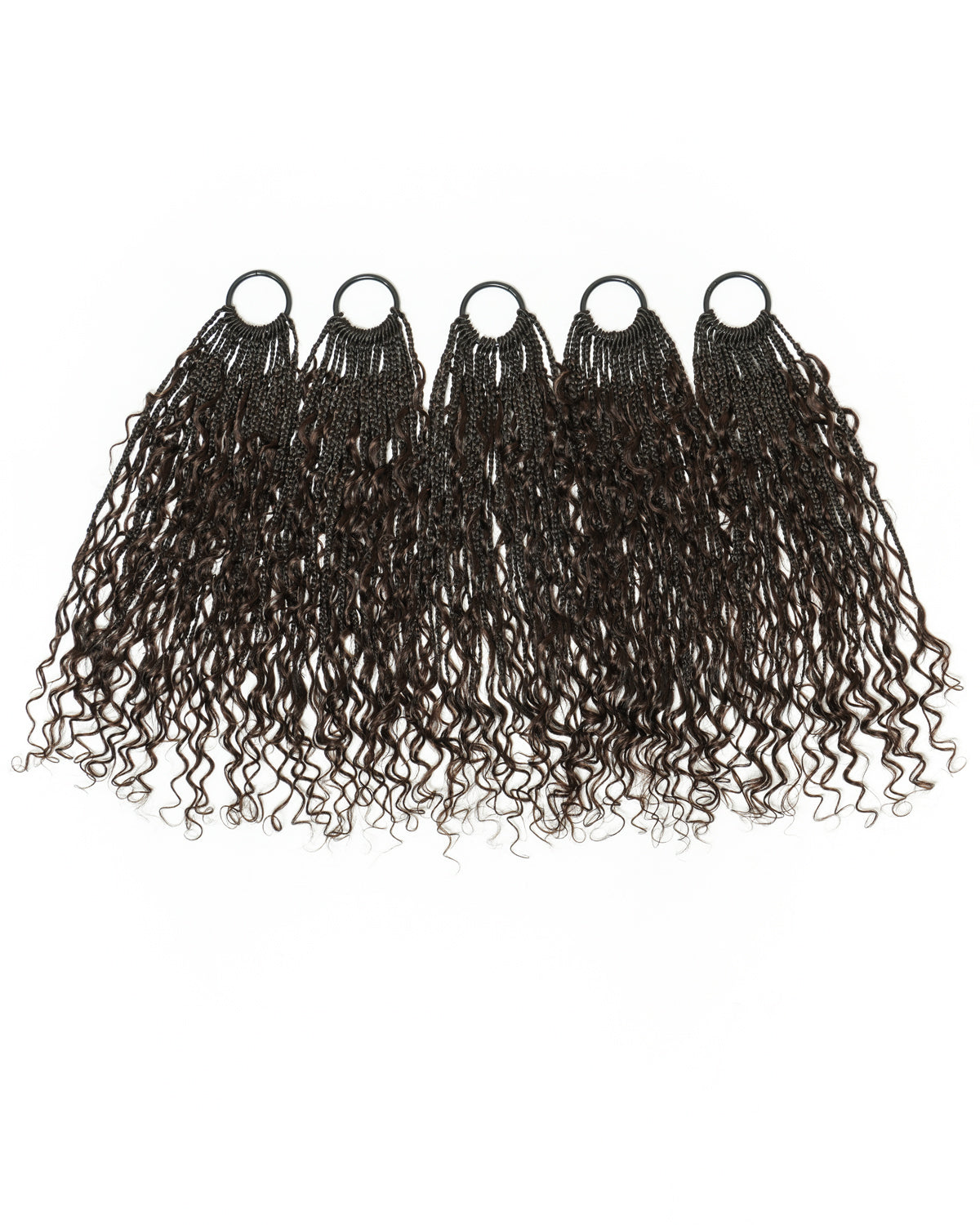 18" Dark Brown Human Hair Deep Wave Crochet Boho Braids 100 Strands/Pack