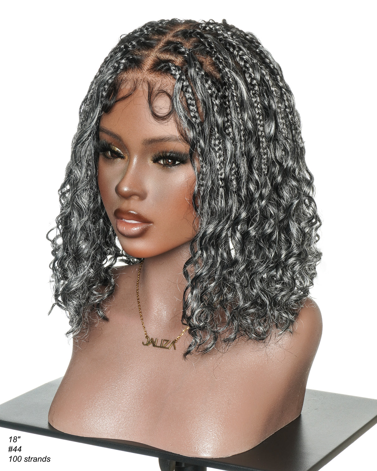 Kiki Bob - 12" Pre Bleached HD Full Lace Bob Boho Box Braided Wig With Human Hair Boho Curls