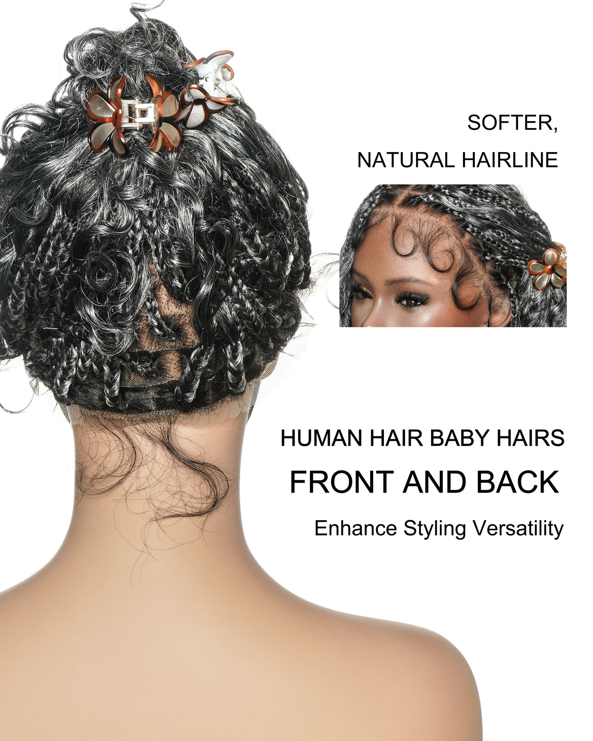 Kiki Bob - 12" Pre Bleached Swiss HD Full Lace Bob Boho Box Braided Wig With Human Hair Boho Curls