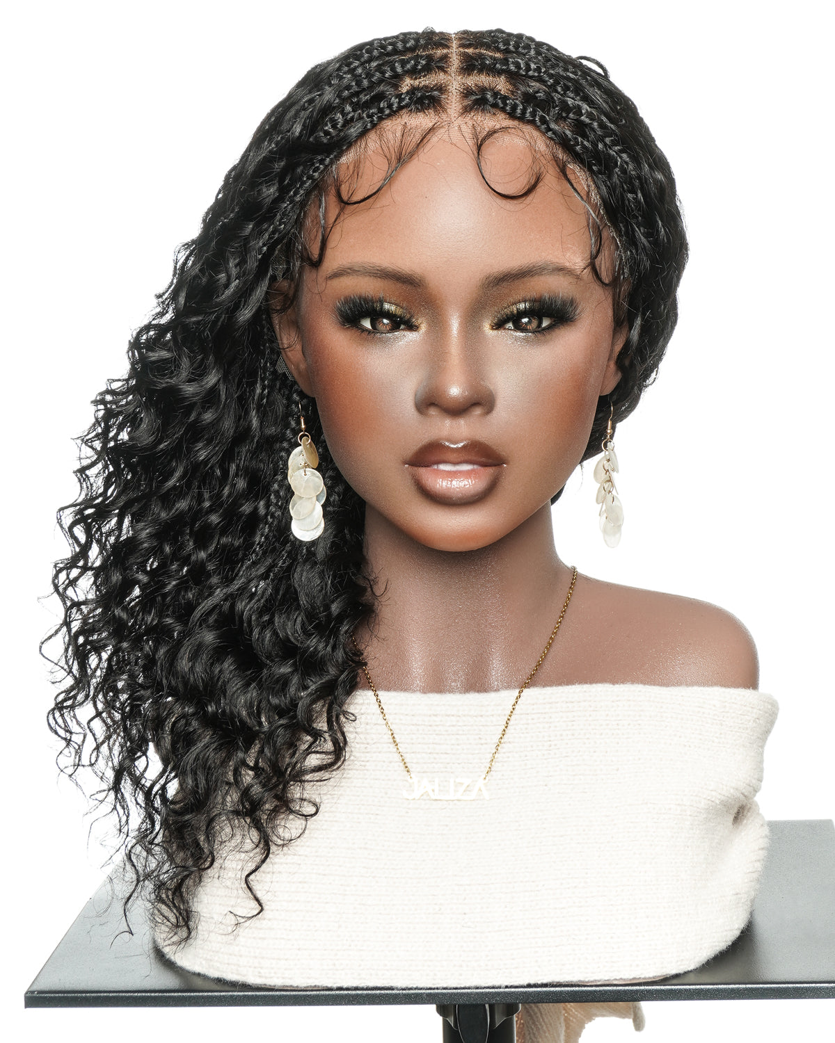 Kiki Wear & Go Real Glueless Swiss HD Full Lace Human Hair Boho Box Braided Wig With C Cap Design And Stretchable Lace
