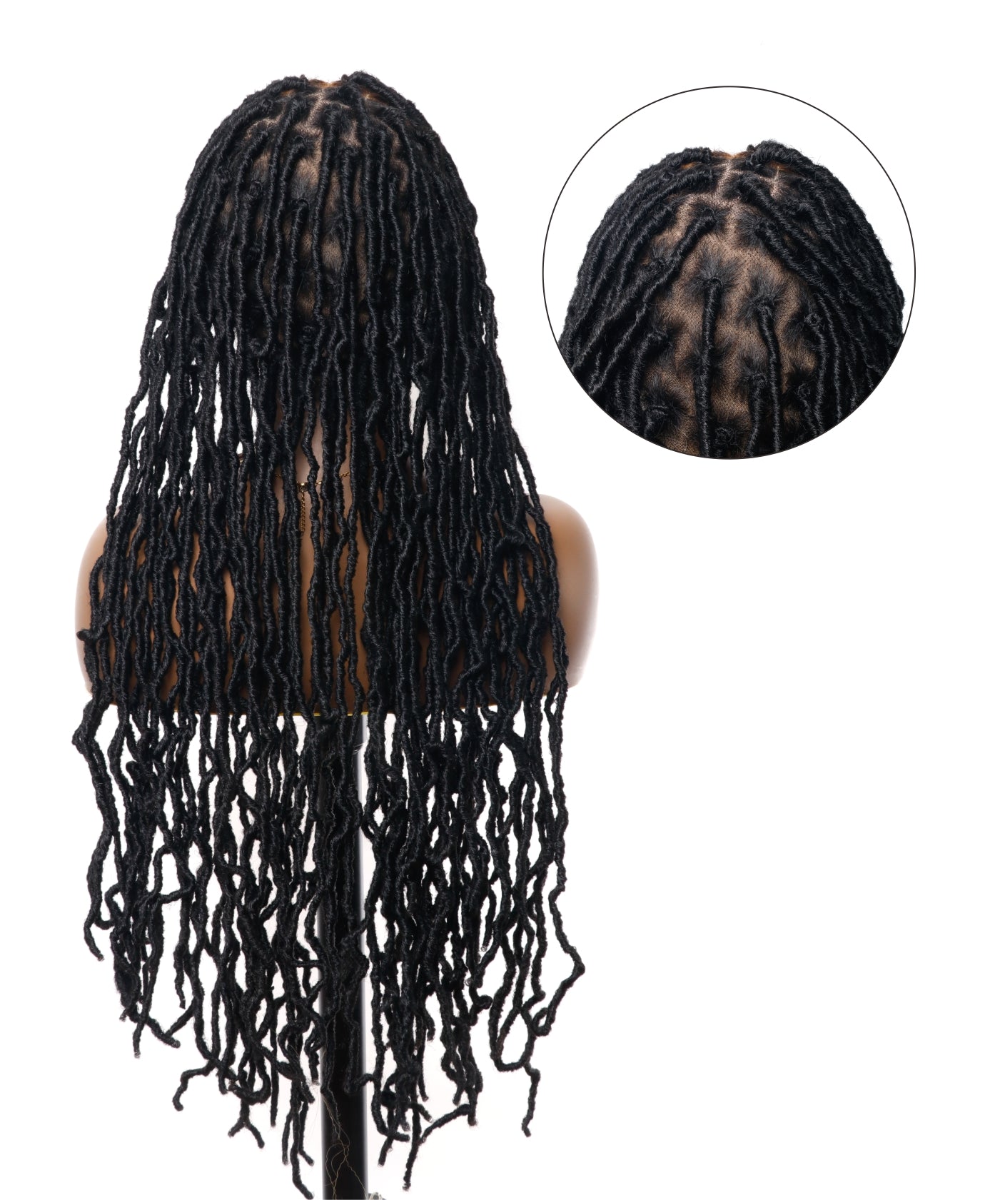Pre Bleached Human Hair Lace Locs Braided Wig 30" 65 Strands - Human Baby Hair