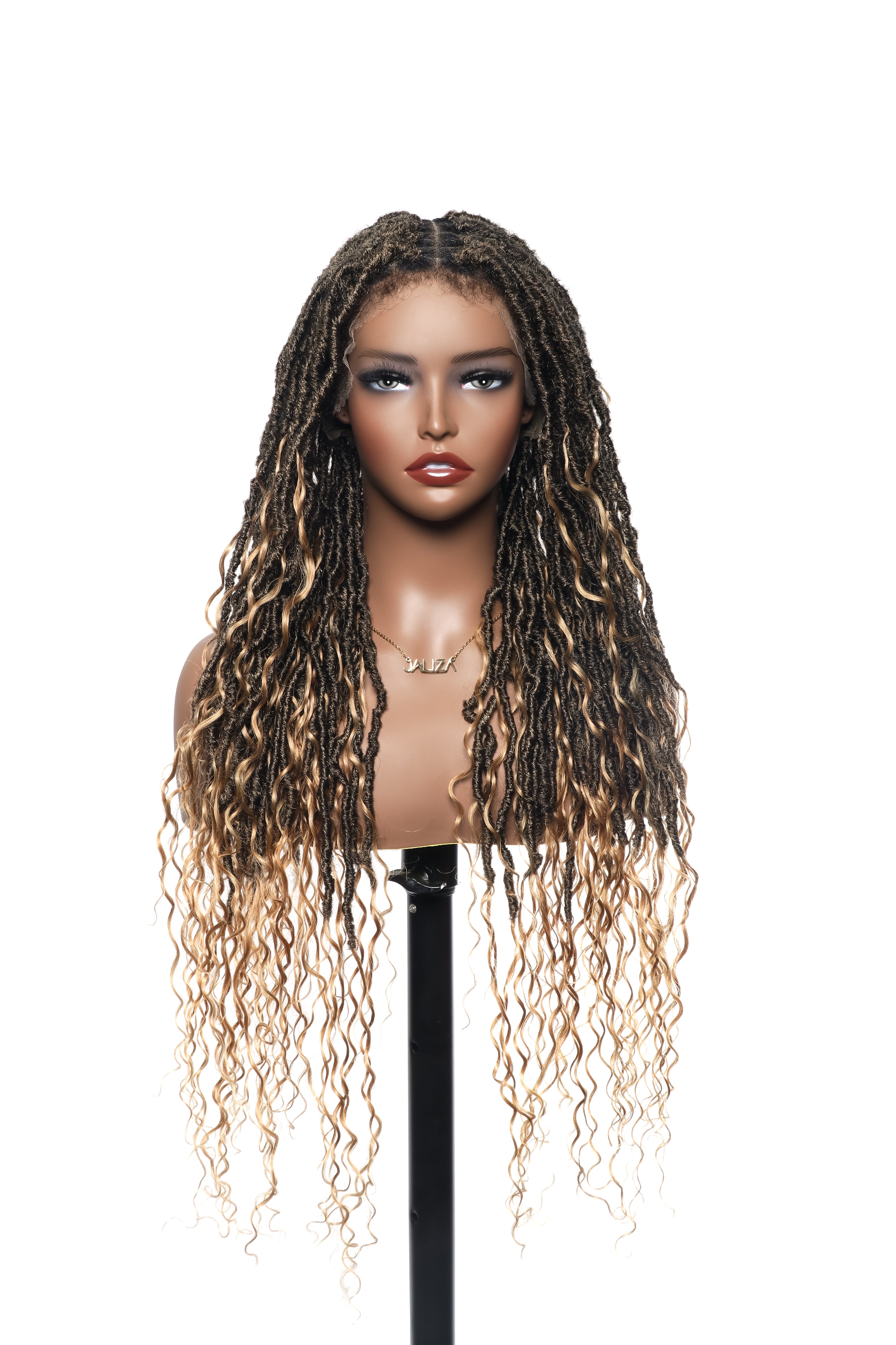 Locs Wig with Human Hair Boho Curls and Human Baby Hair