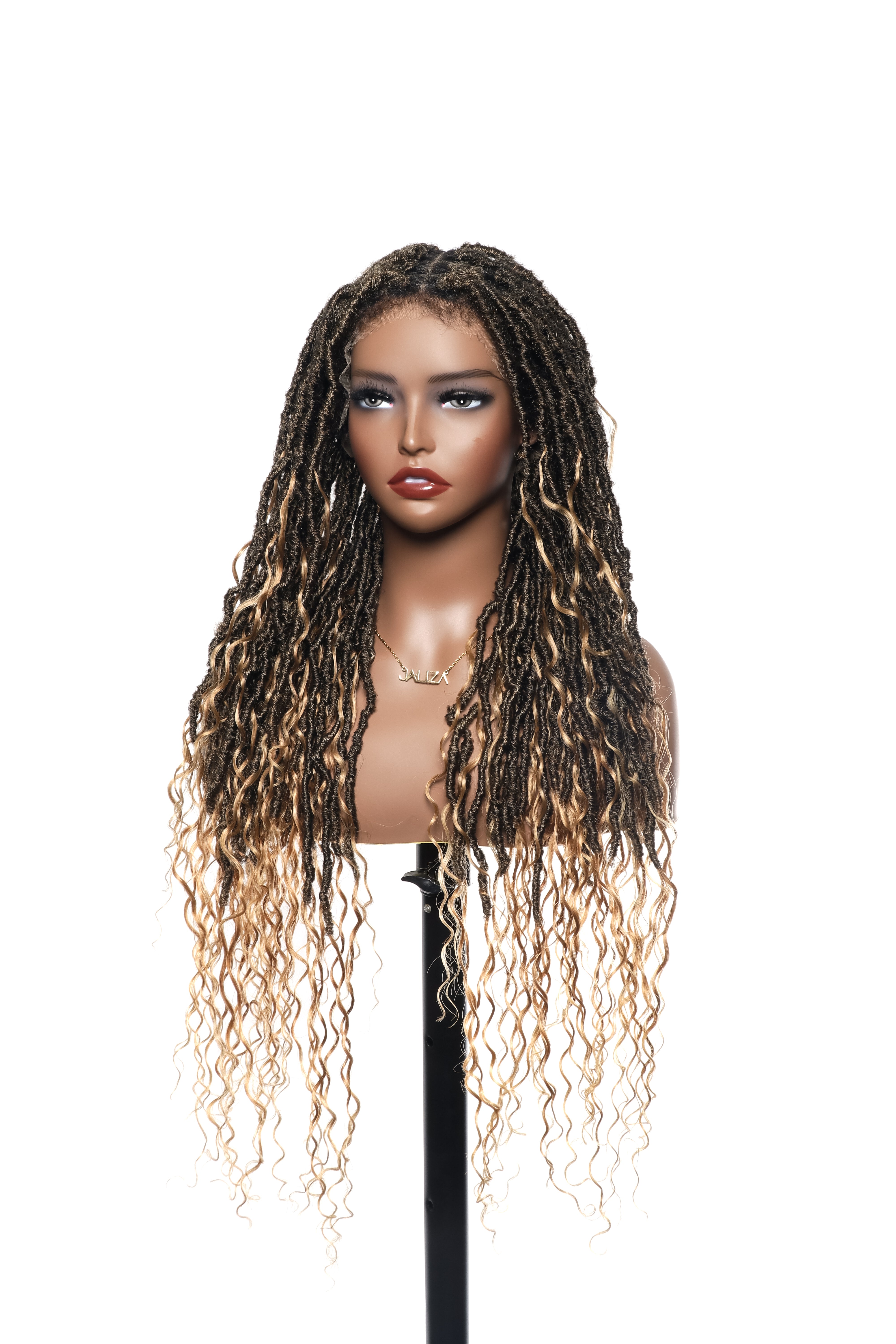 Locs Wig with Human Hair Boho Curls and Human Baby Hair