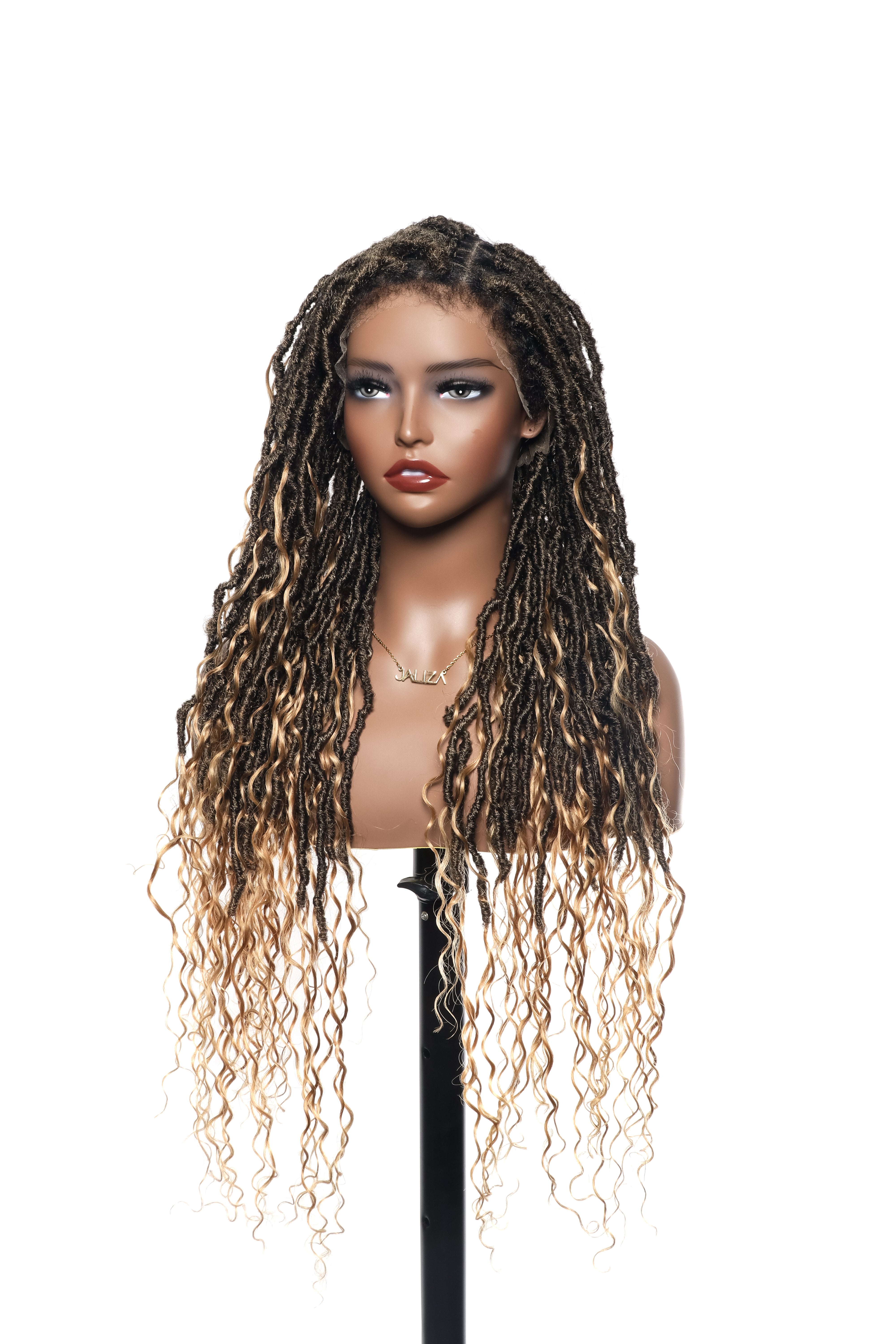 Locs Wig with Human Hair Boho Curls and Human Baby Hair