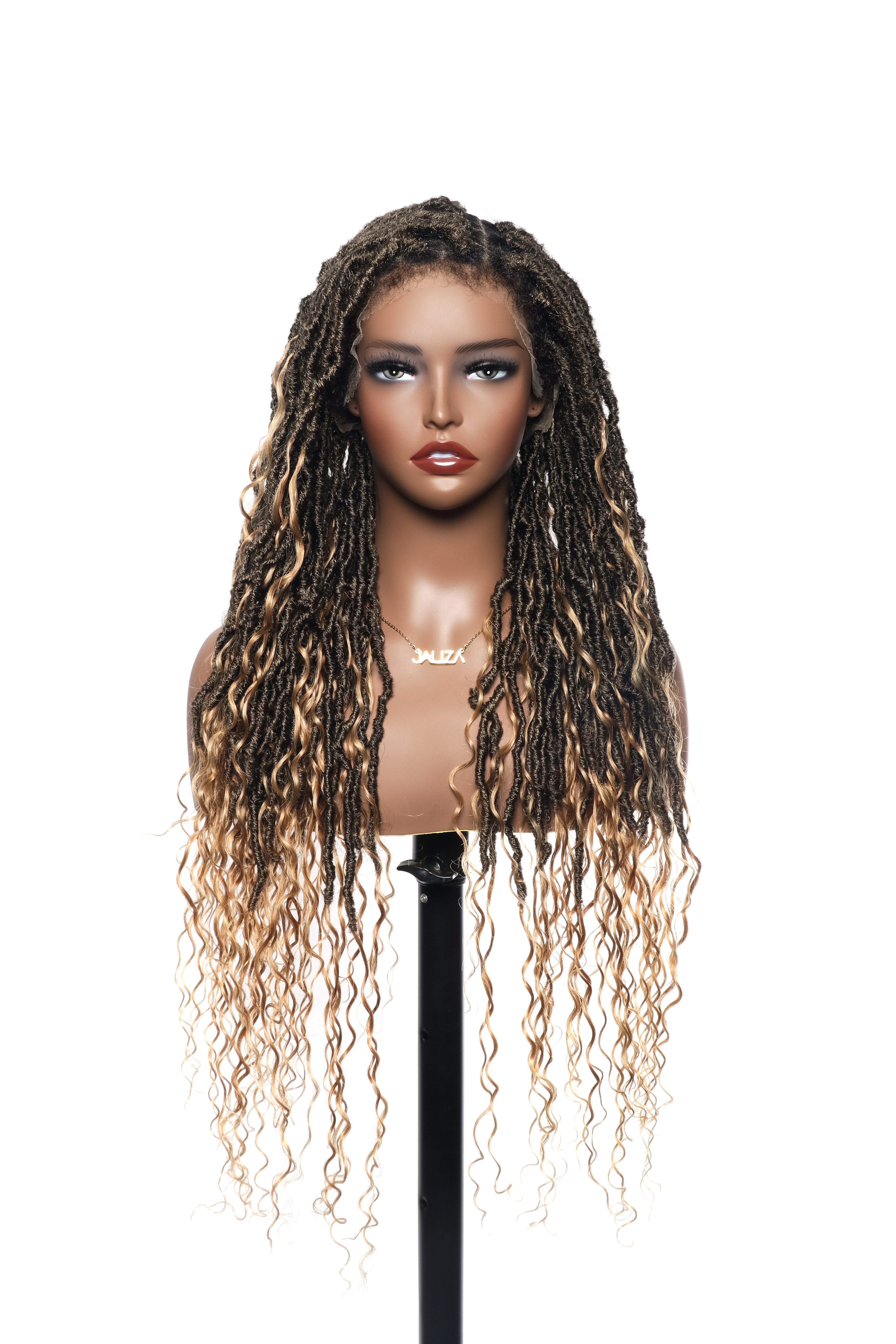 Locs Wig with Human Hair Boho Curls and Human Baby Hair