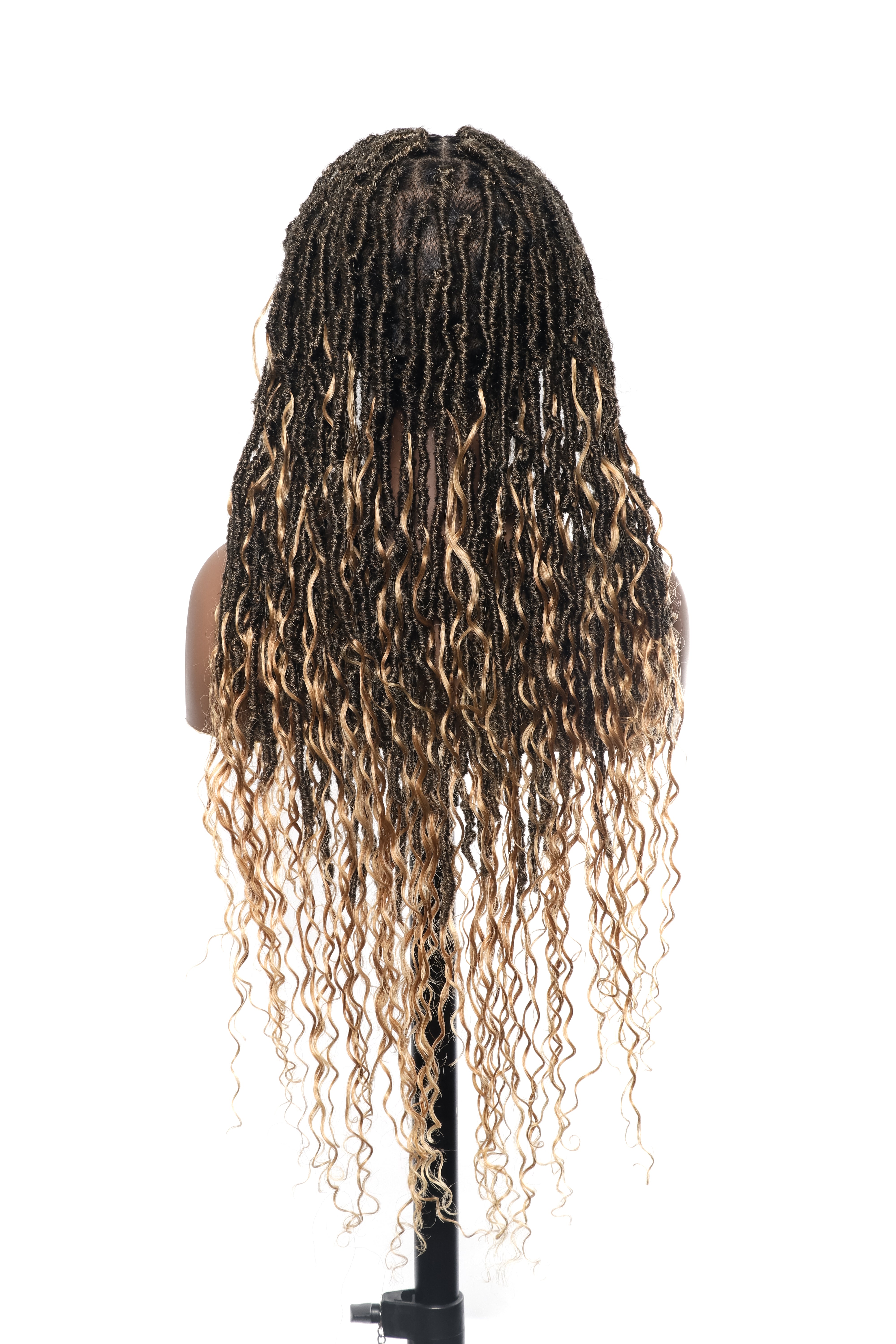 Locs Wig with Human Hair Boho Curls and Human Baby Hair