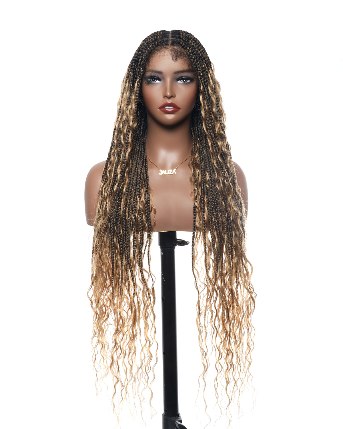 Kiki - 36" Pre Bleached Swiss HD Lace Boho Box Braided Wig