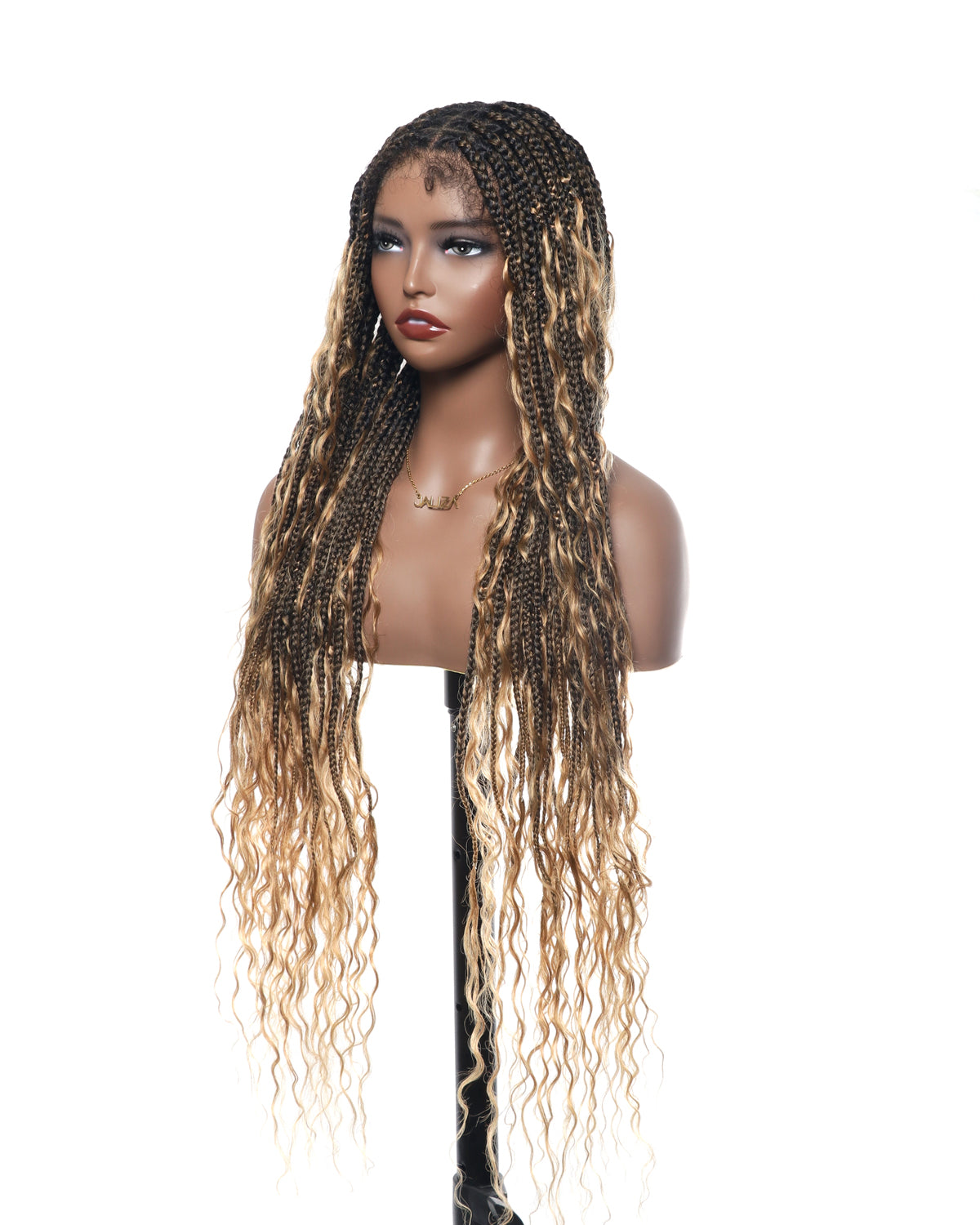 Kiki - 36" Pre Bleached Swiss HD Lace Boho Box Braided Wig