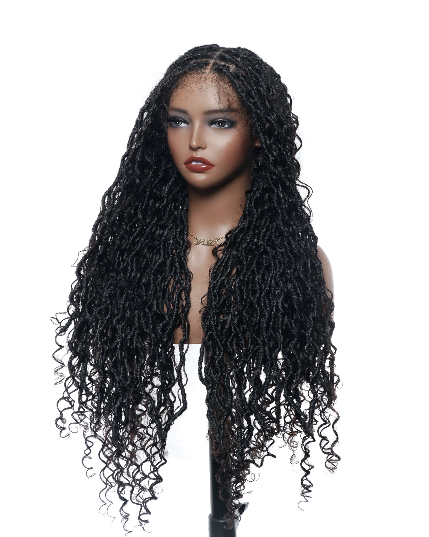 Salon-level Knotless Boho Locs Swiss HD Full Lace Human Hair Boho Curls Locs Wig