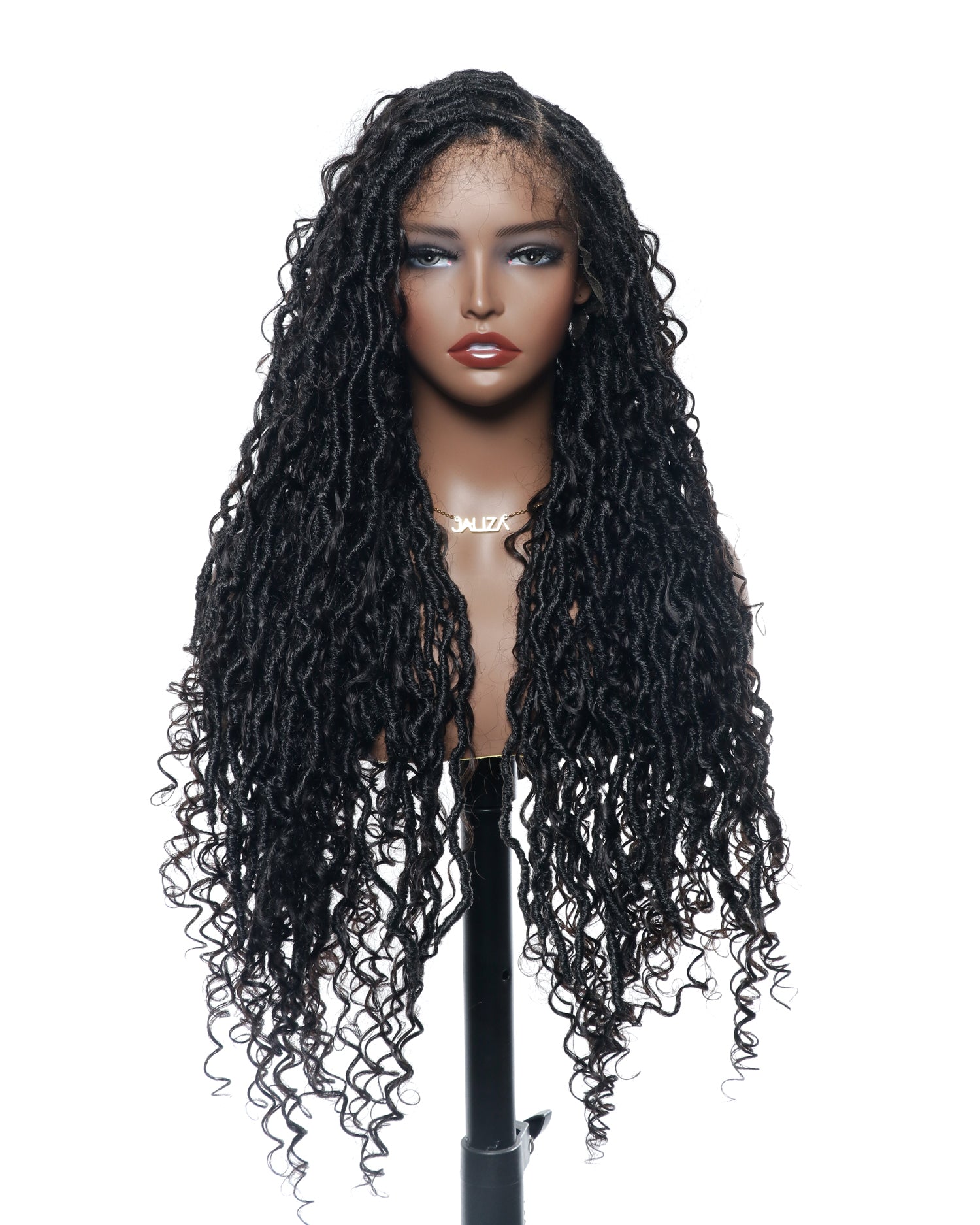 Salon-level Knotless Boho Locs Swiss HD Full Lace Human Hair Boho Curls Locs Wig