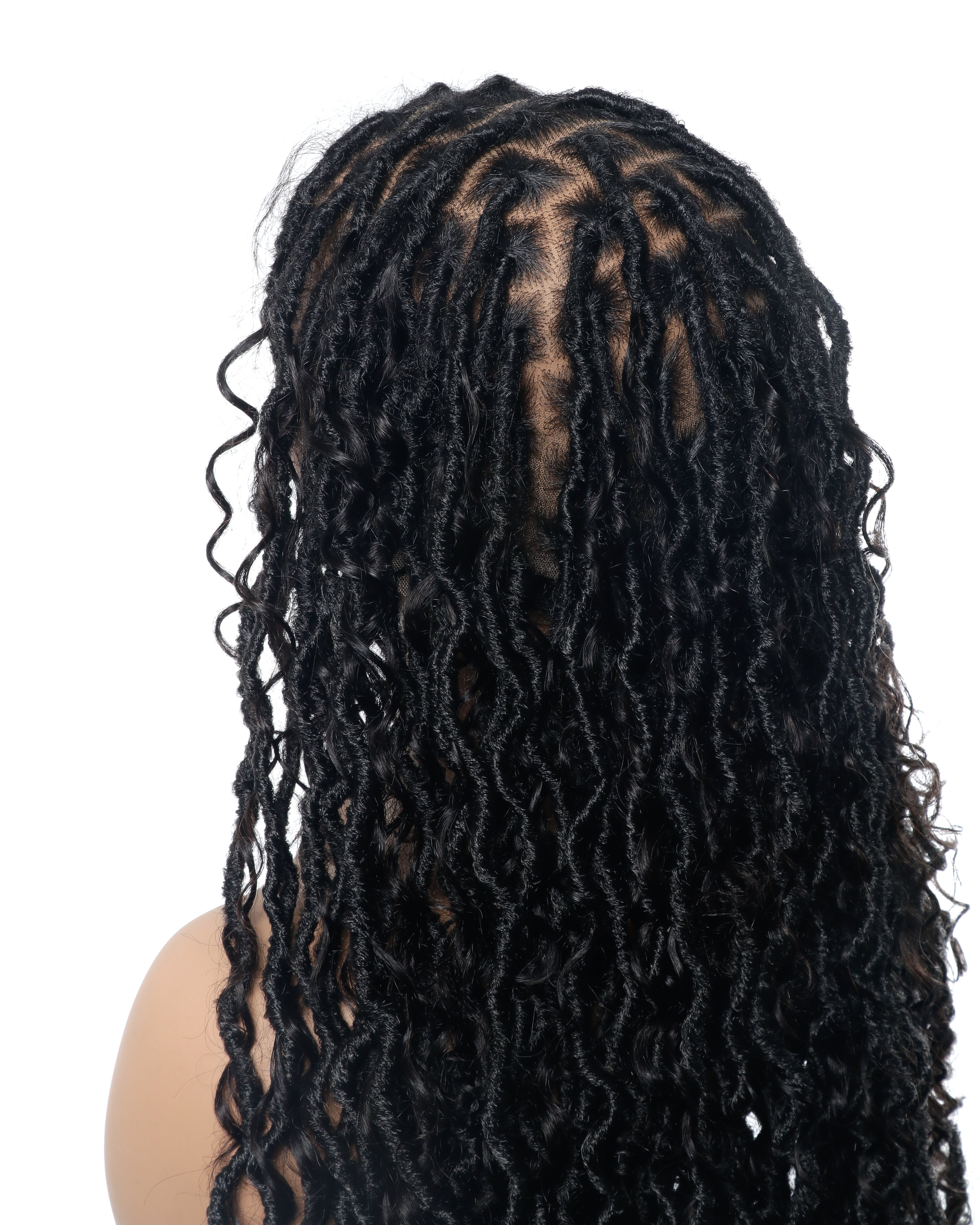 Salon-level Knotless Boho Locs Swiss HD Full Lace Human Hair Boho Curls Locs Wig