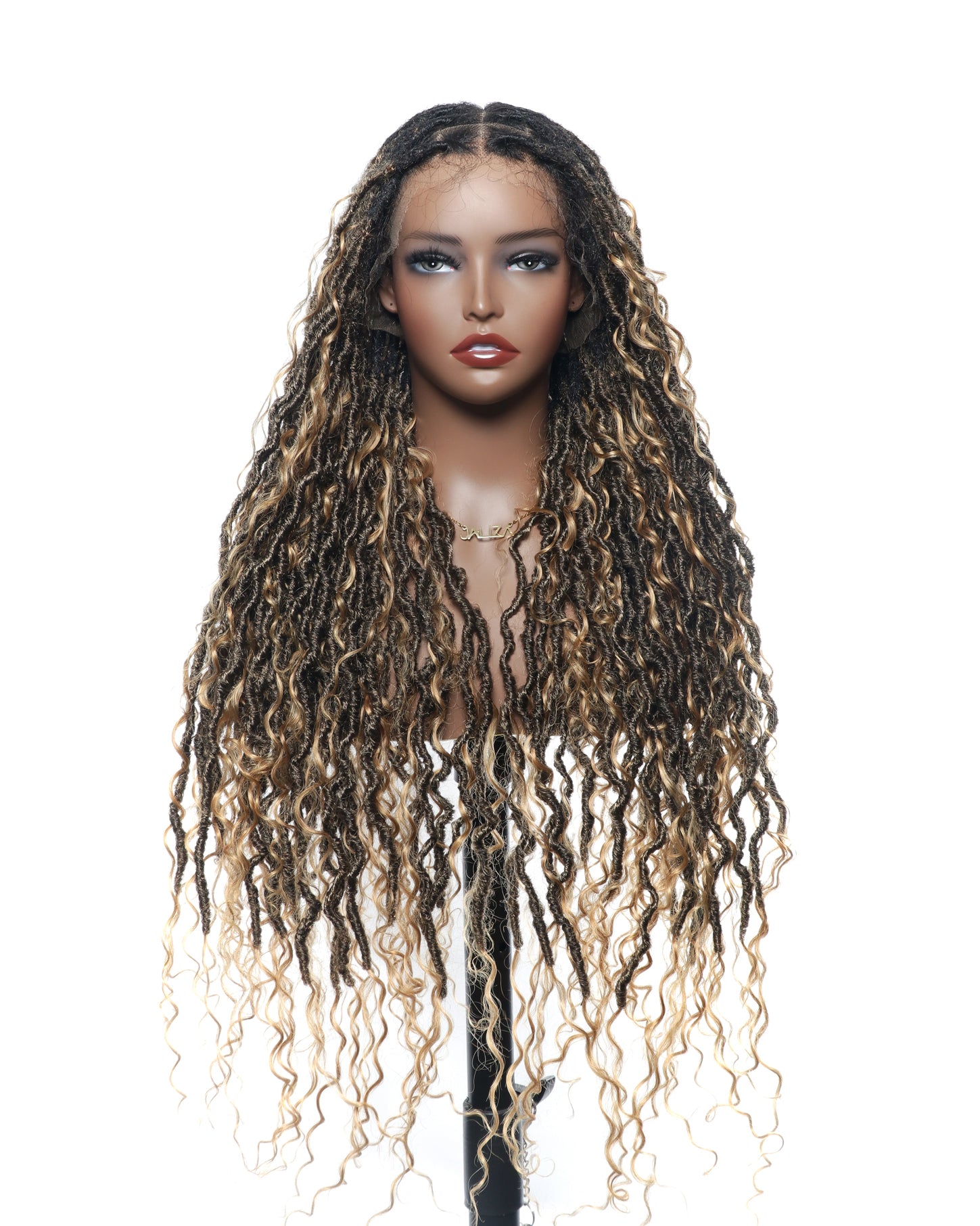 Salon-level Knotless Boho Locs Swiss HD Full Lace Human Hair Boho Curls Locs Wig