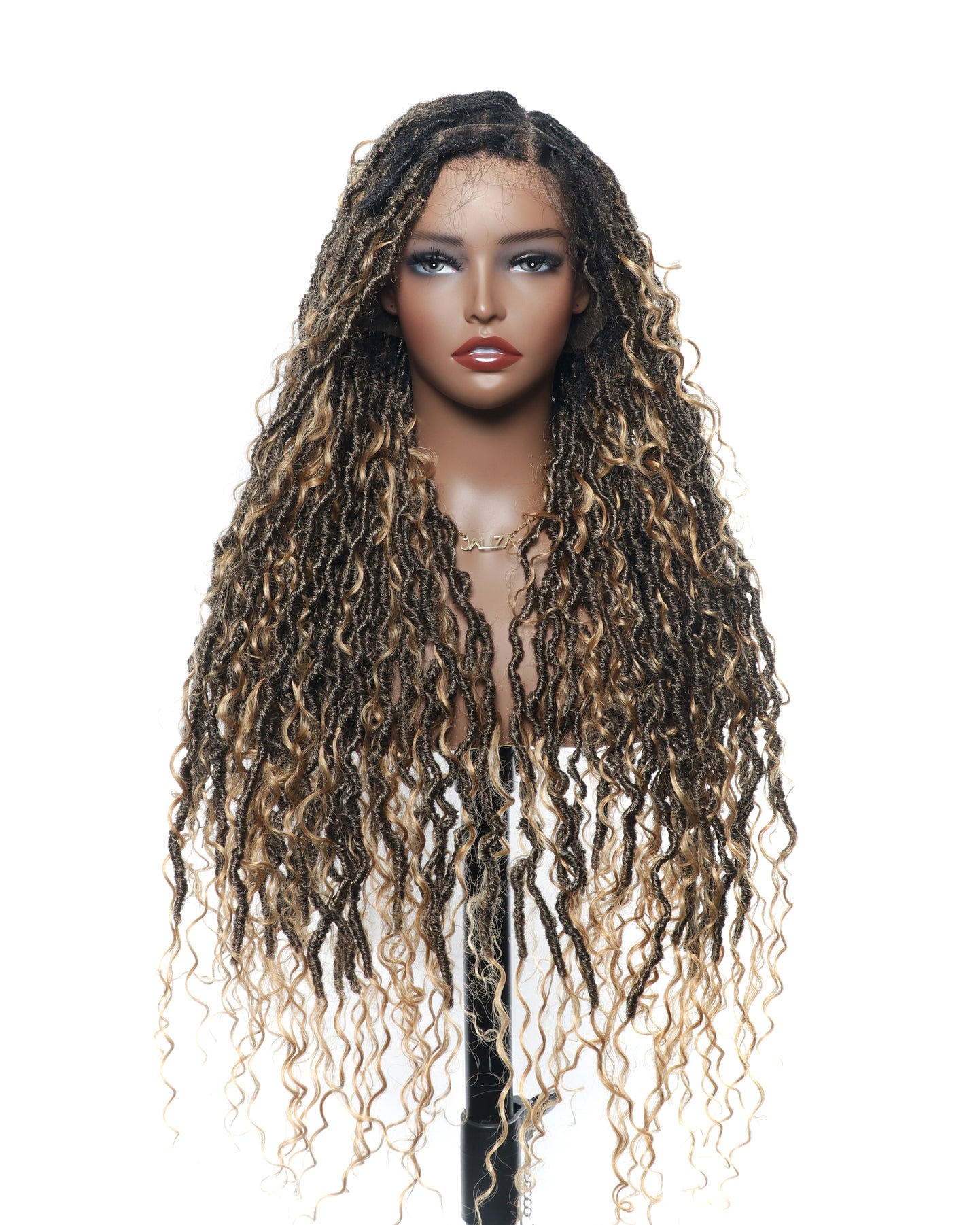 Salon-level Knotless Boho Locs Swiss HD Full Lace Human Hair Boho Curls Locs Wig