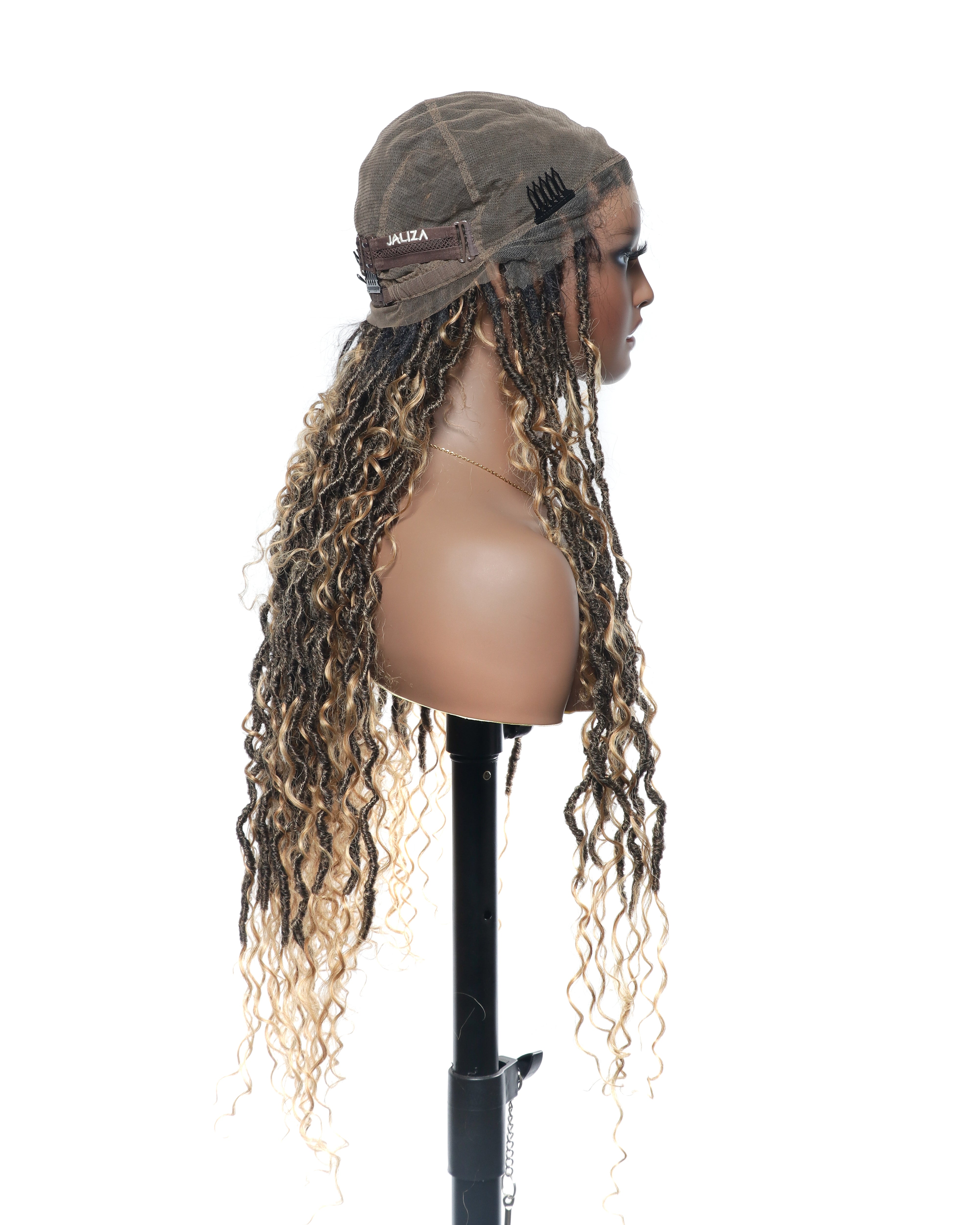 Salon-level Knotless Boho Locs Swiss HD Full Lace Human Hair Boho Curls Locs Wig