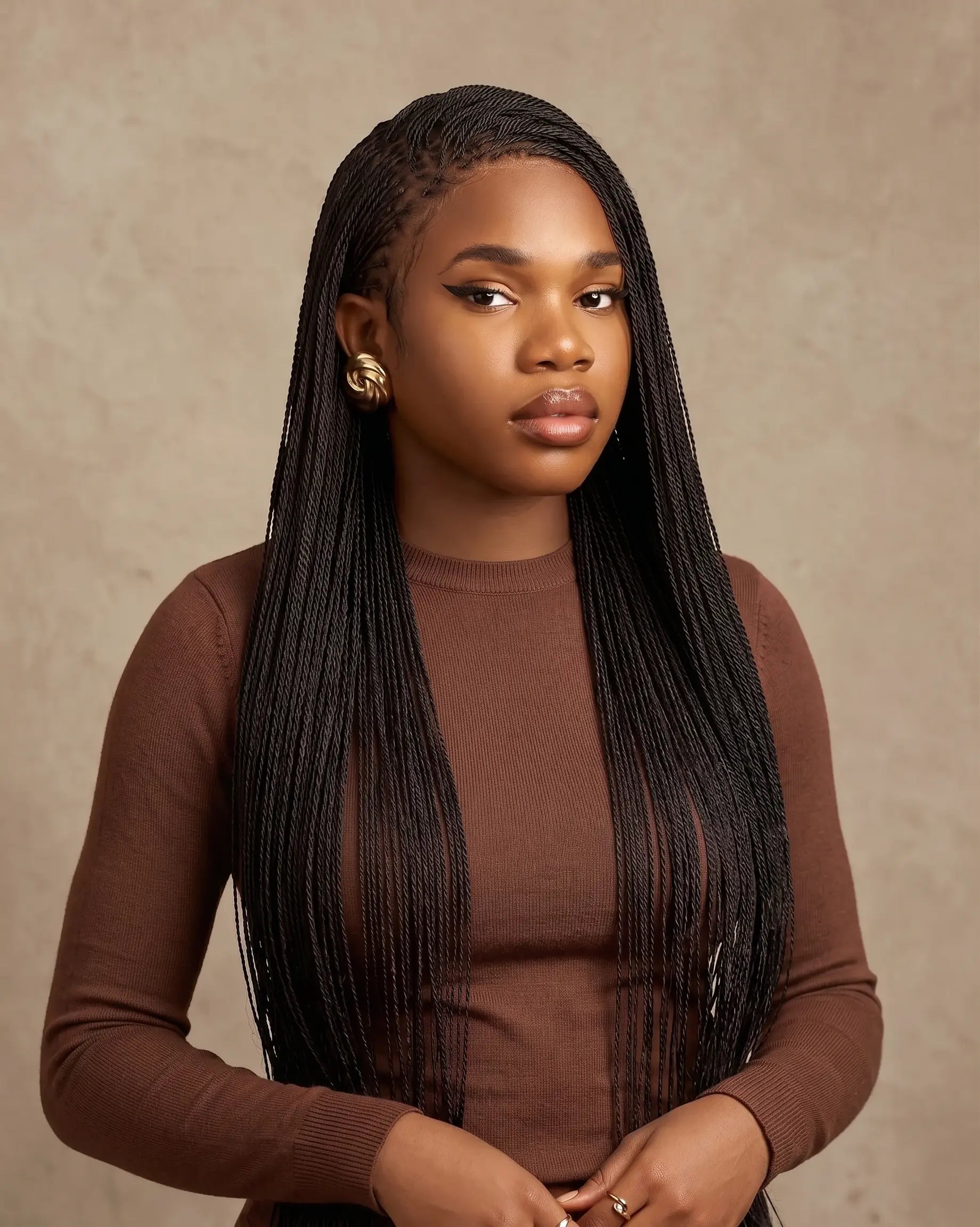 Mica - Micro Senegalese Twist Pre Bleached Swiss HD Full Lace Knotless Braids Wig 799 Strands