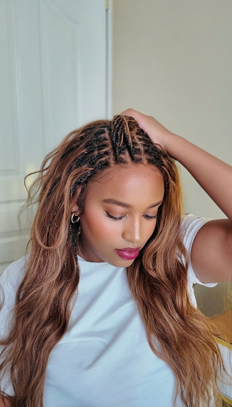 Michelle Color 4/30 Pre Bleached Human Hair Loose Body Boho Curls Knotless Bora Bora Wig