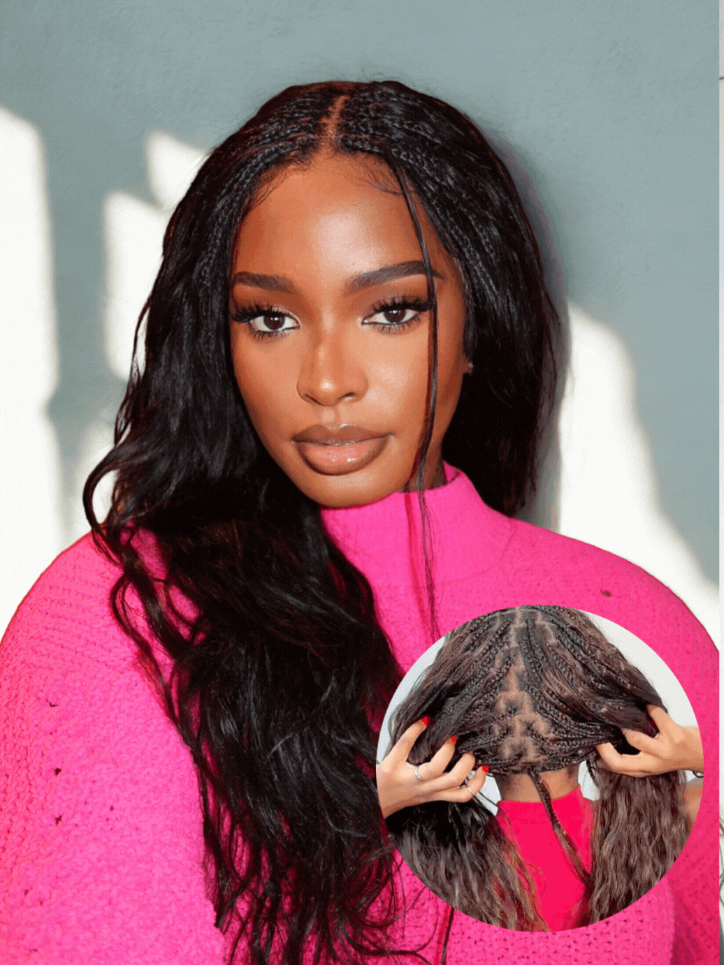 Michelle - Salon-Style Braided Wig Bora Bora Human Hair Body Wave Pre Bleached Swiss HD Full Lace Boho Box Braids