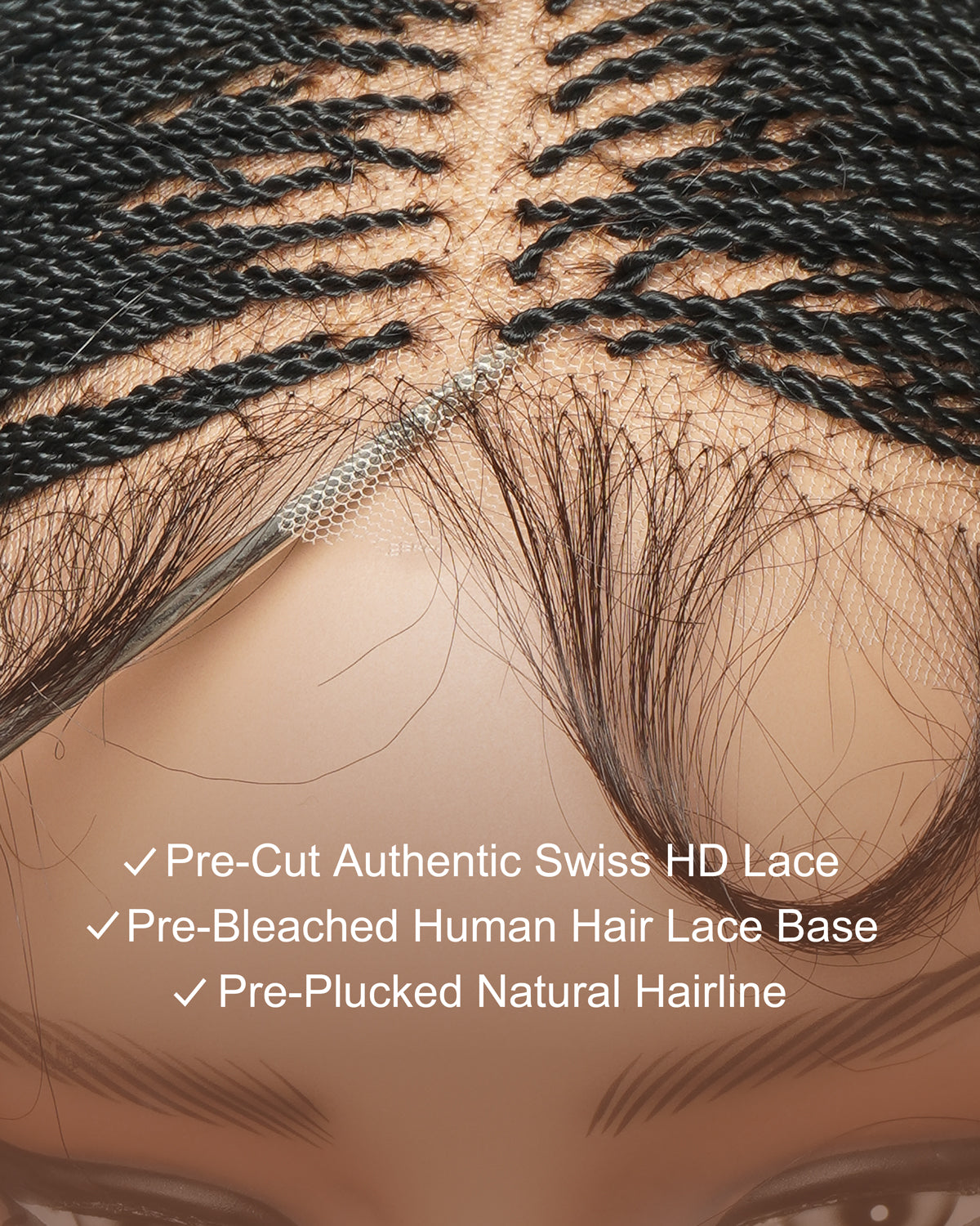 26" & 36" Pre Bleached Swiss HD Full Lace Knotless Micro Braids Box Braided Wig 799 Strands